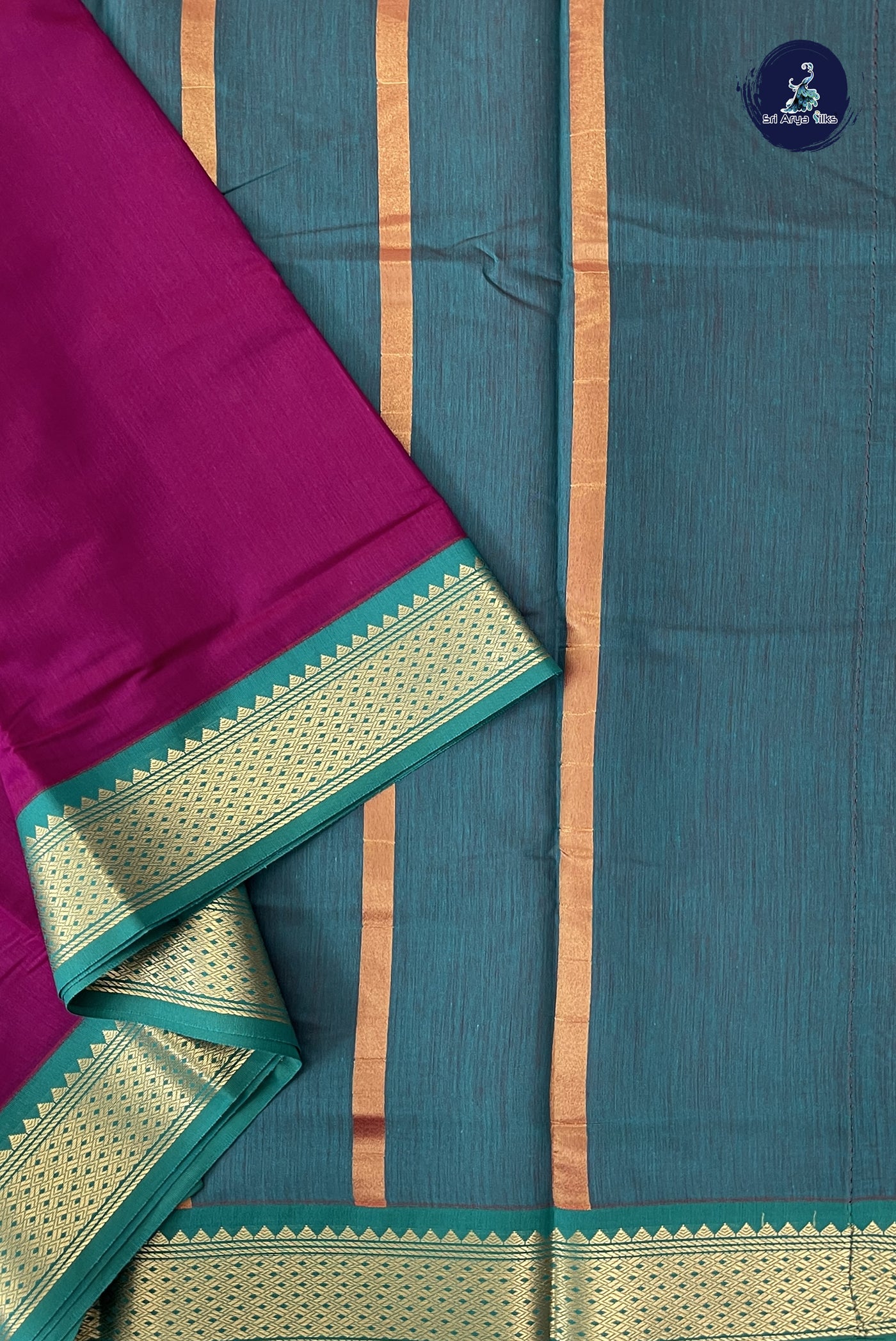 Pinkish Maroon Madisar Semi Silk Cotton Saree With Plain Pattern