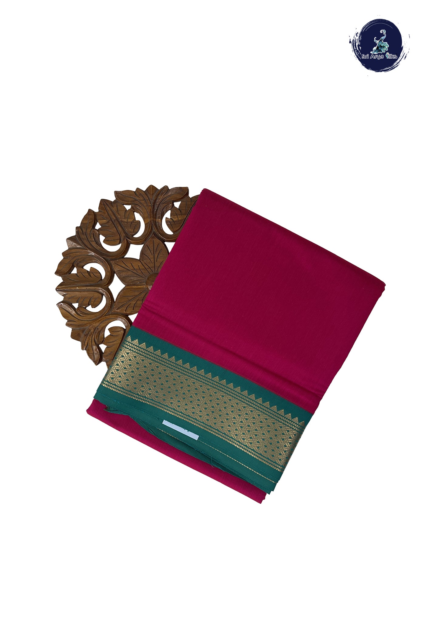 Magenta Madisar Semi Silk Cotton Saree With Plain Pattern