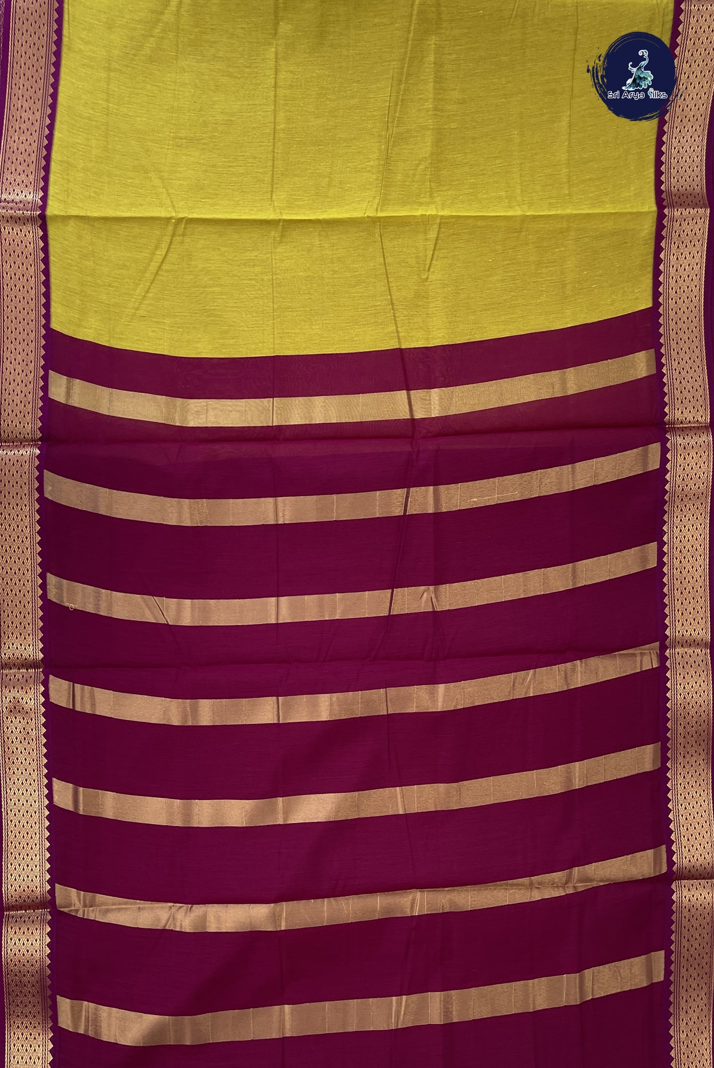 Mustard Madisar Semi Silk Cotton Saree With Plain Pattern