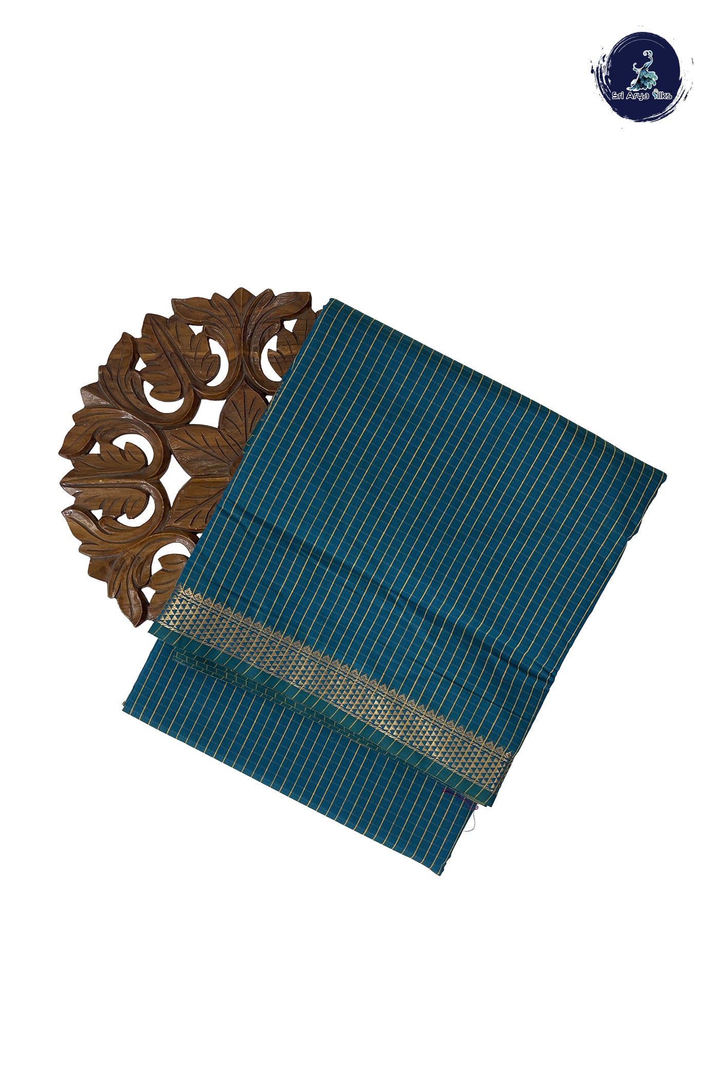 Sapphire Blue Madisar Semi Silk Cotton Saree With Checked Pattern