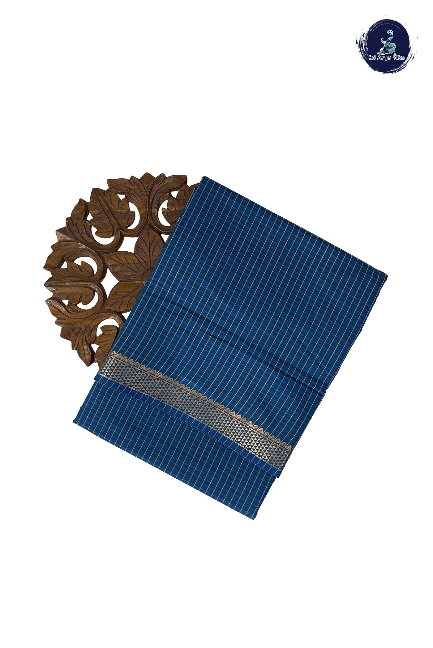 Blue Madisar Semi Silk Cotton Saree With Checked Pattern