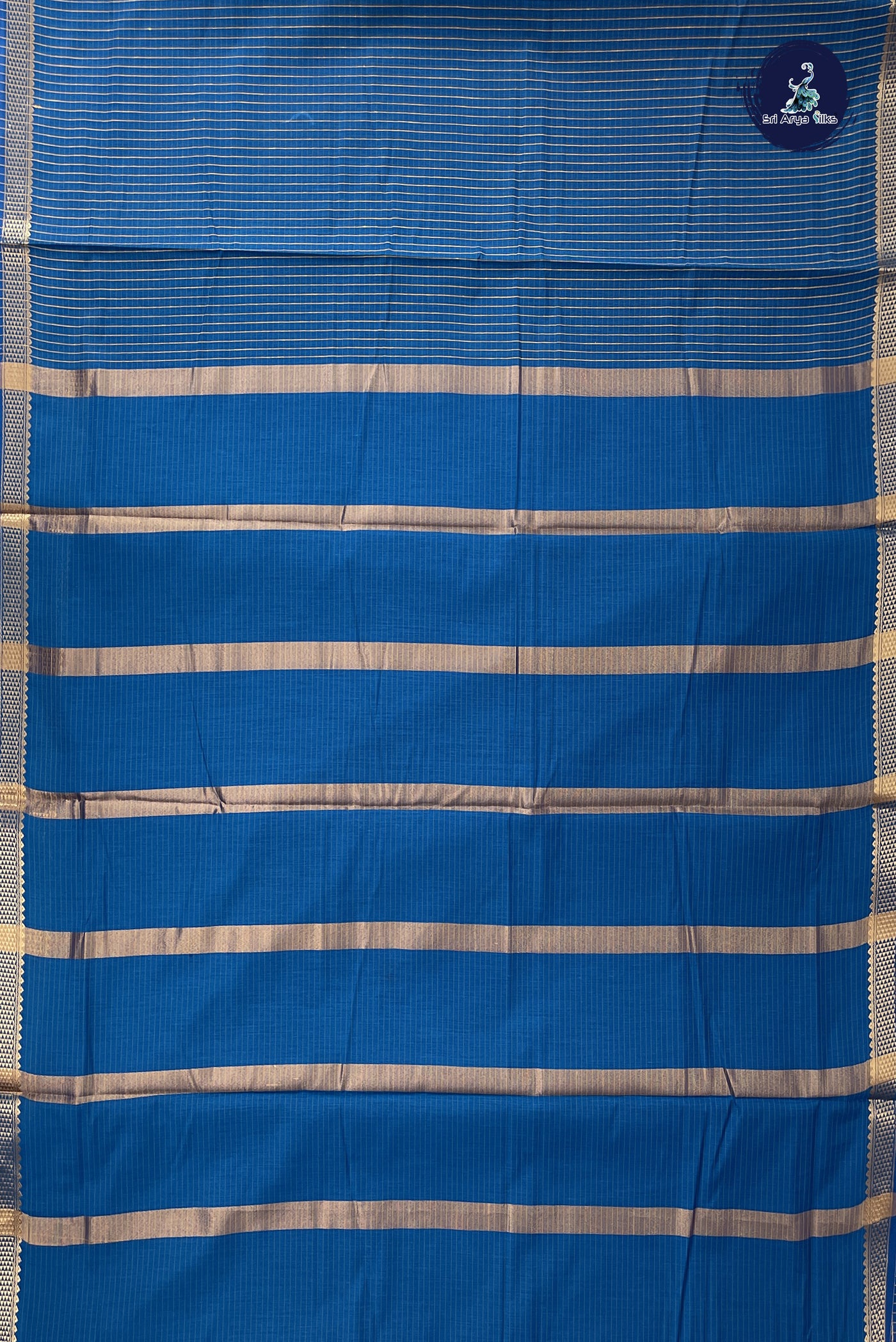 Blue Madisar Semi Silk Cotton Saree With Checked Pattern