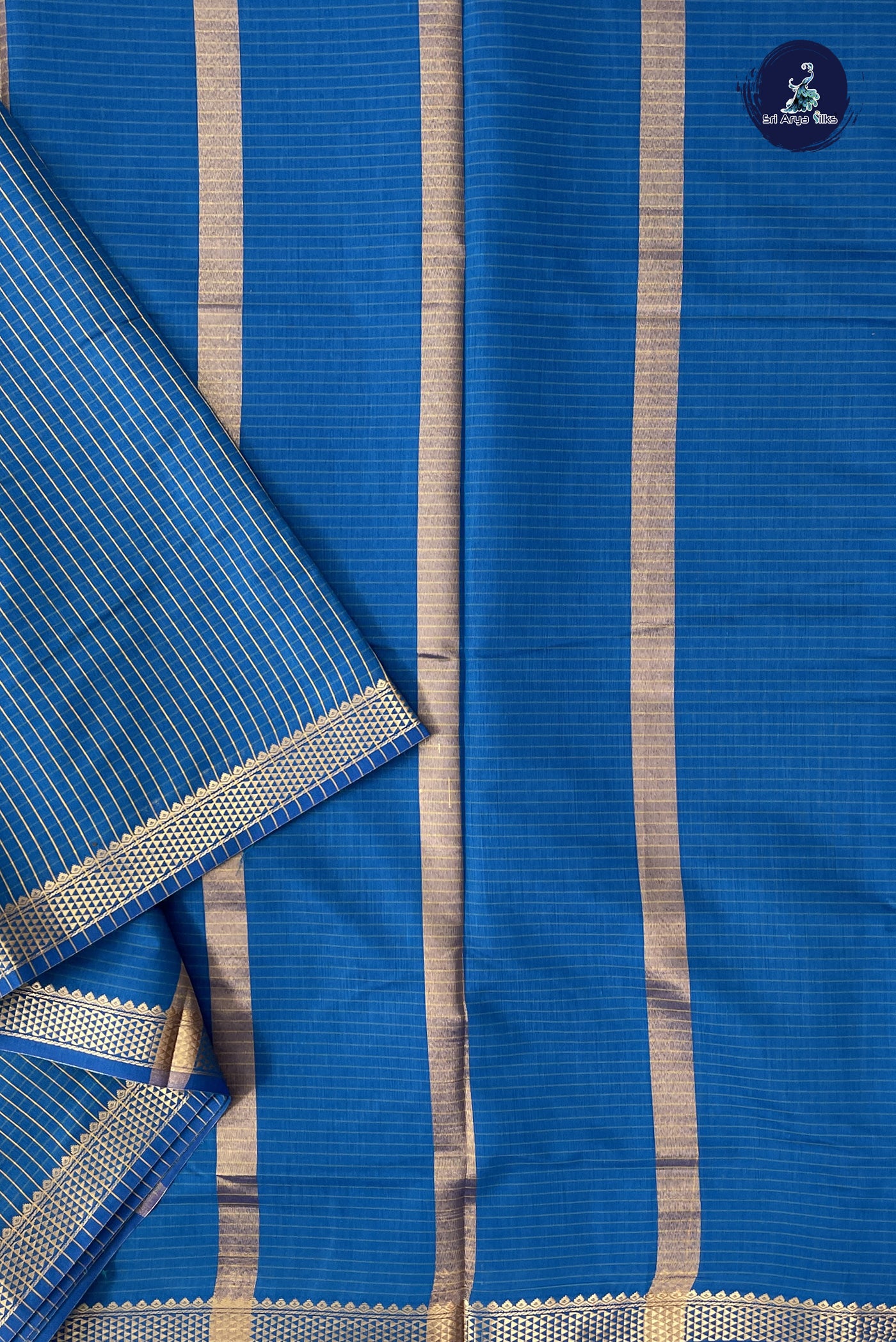 Blue Madisar Semi Silk Cotton Saree With Checked Pattern