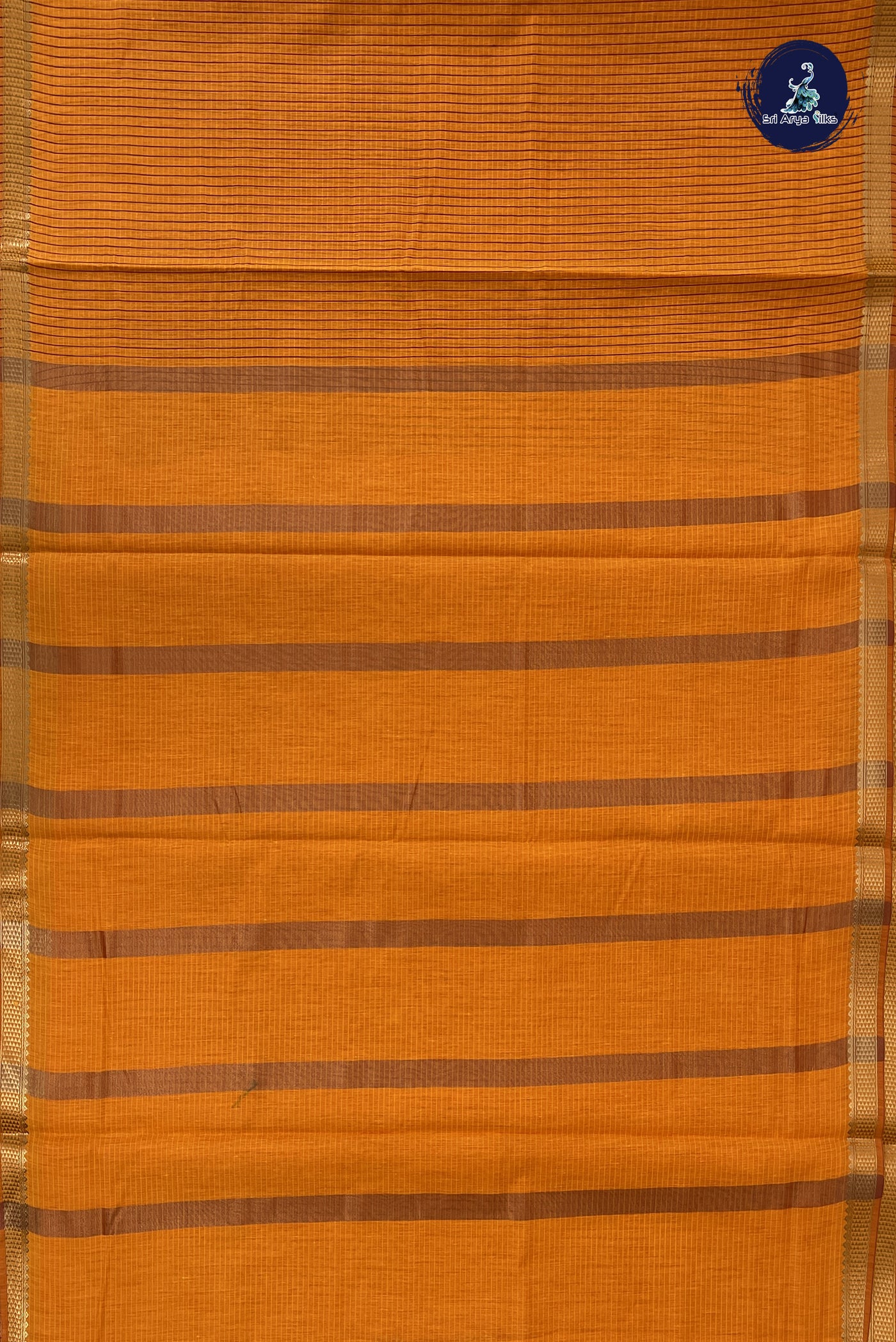 Yellowish Orange Madisar Semi Silk Cotton Saree With Checked Pattern