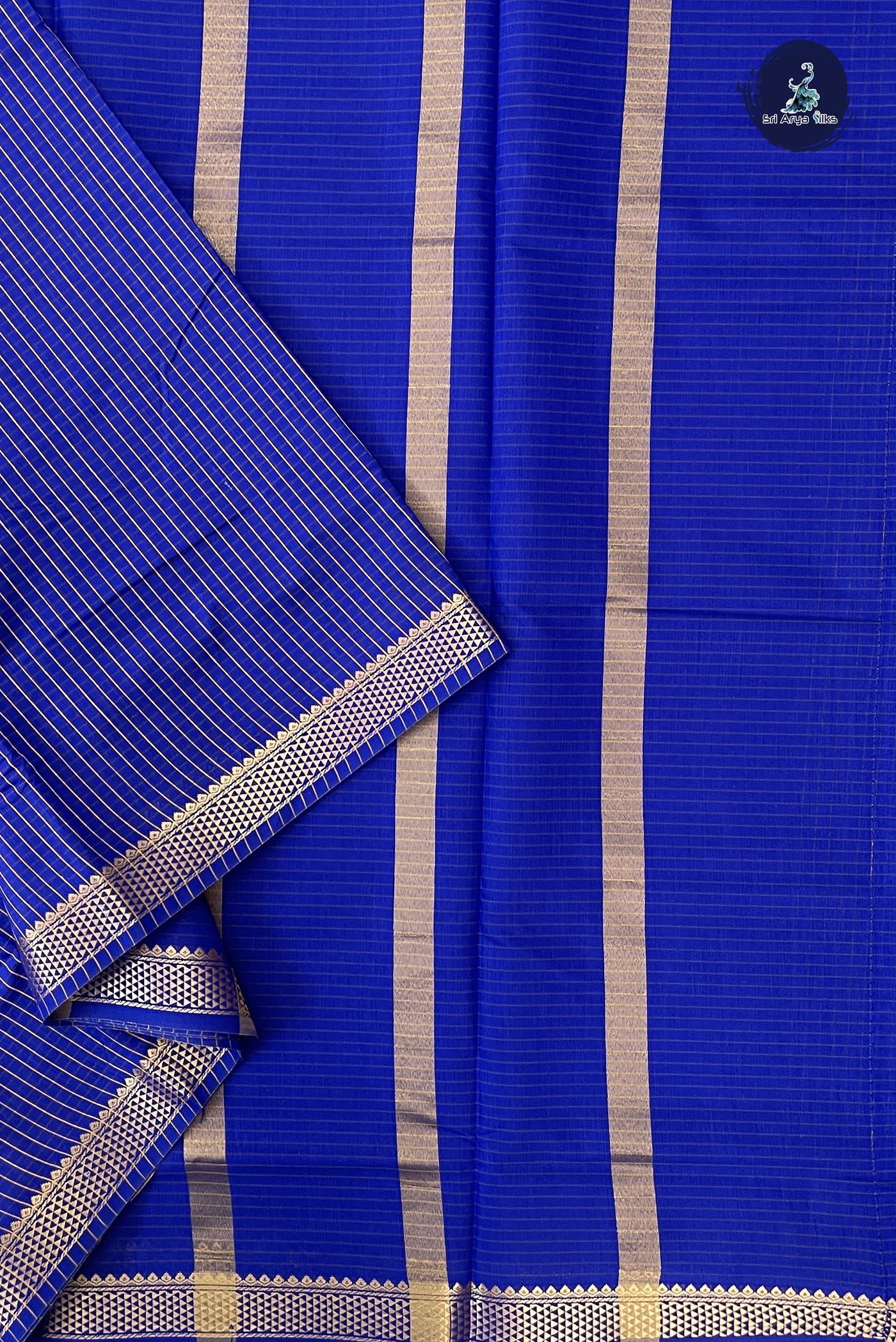 MS Blue Madisar Semi Silk Cotton Saree With Checked Pattern
