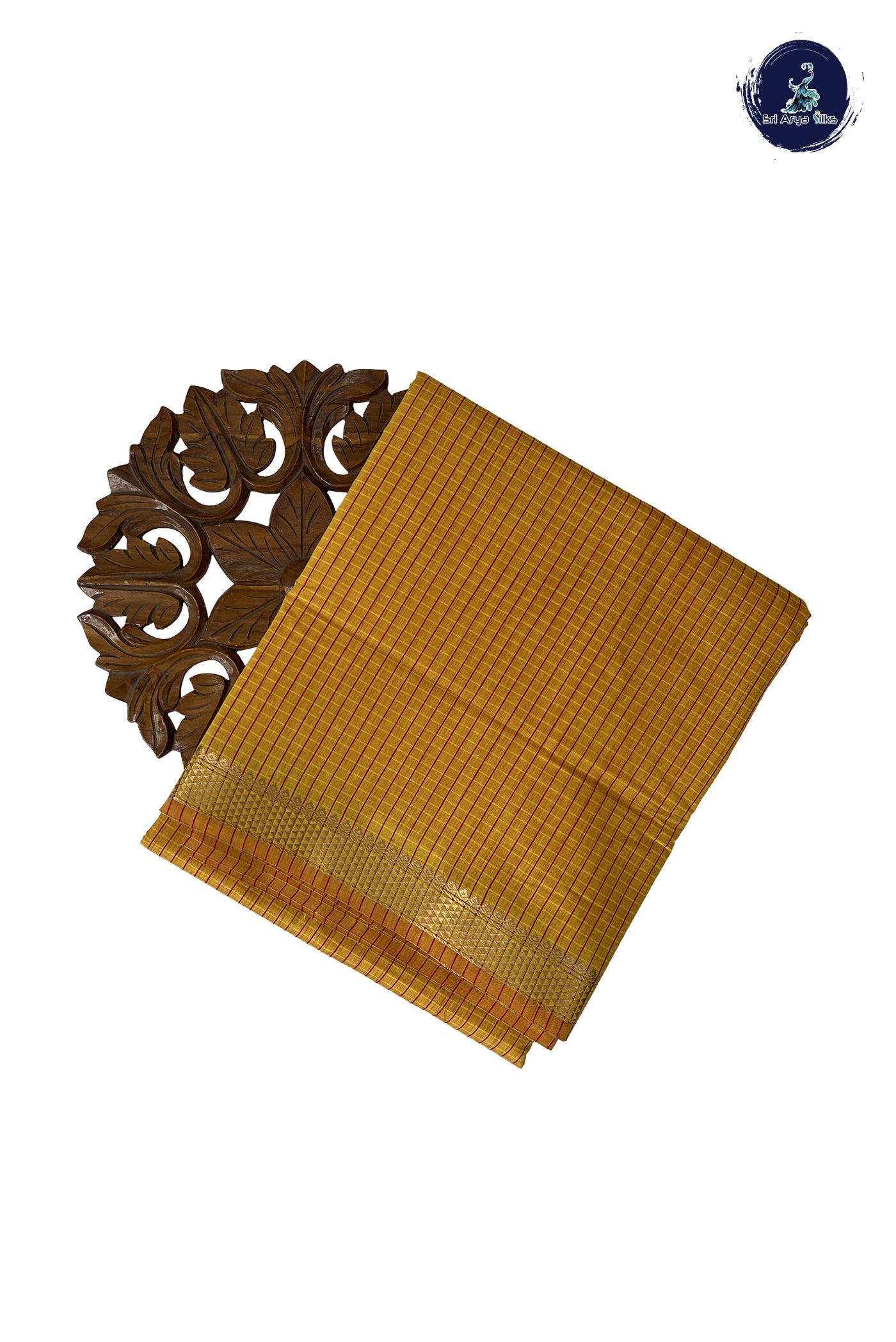 Yellow Madisar Semi Silk Cotton Saree With Checked Pattern
