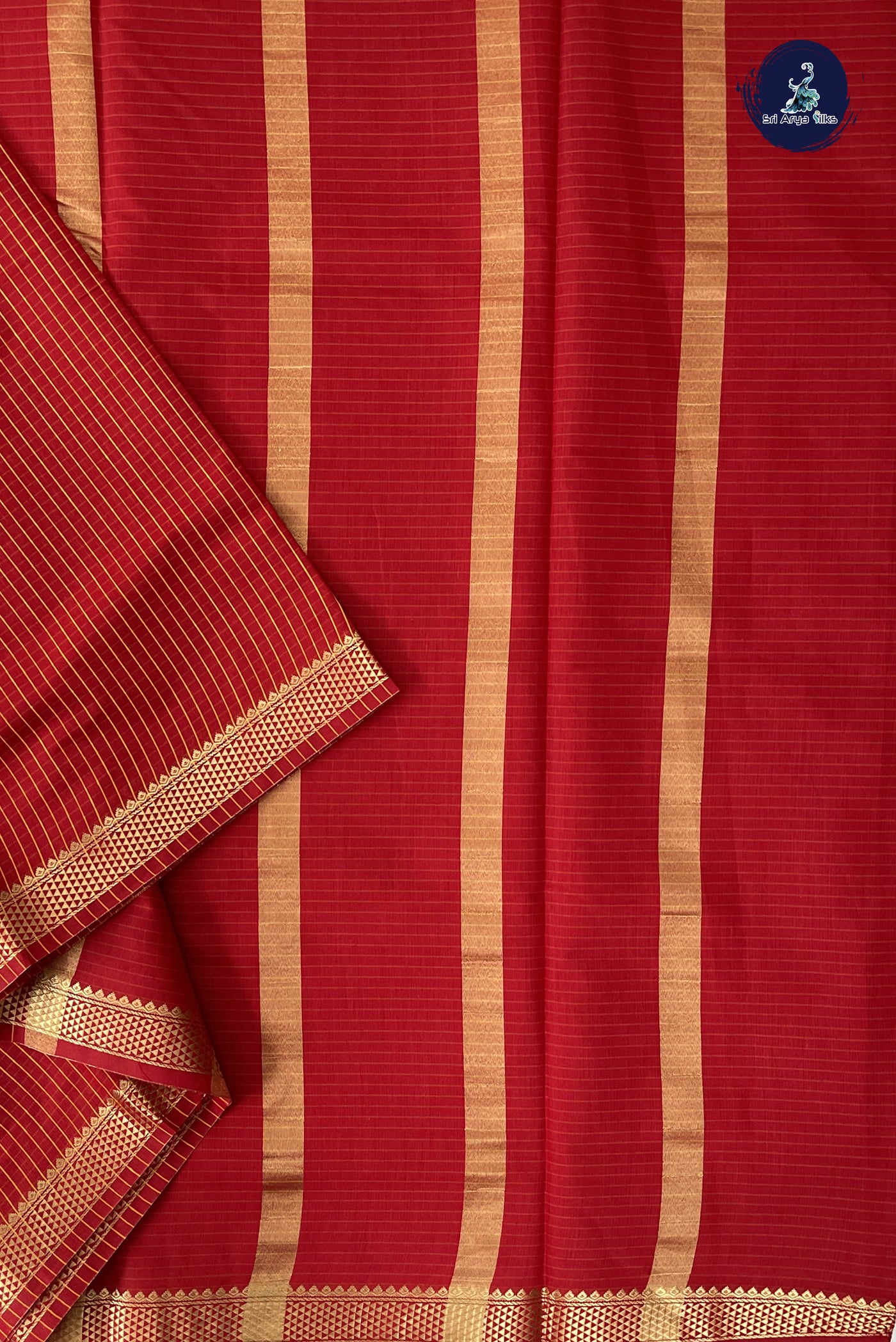 Red Madisar Semi Silk Cotton Saree With Checked Pattern
