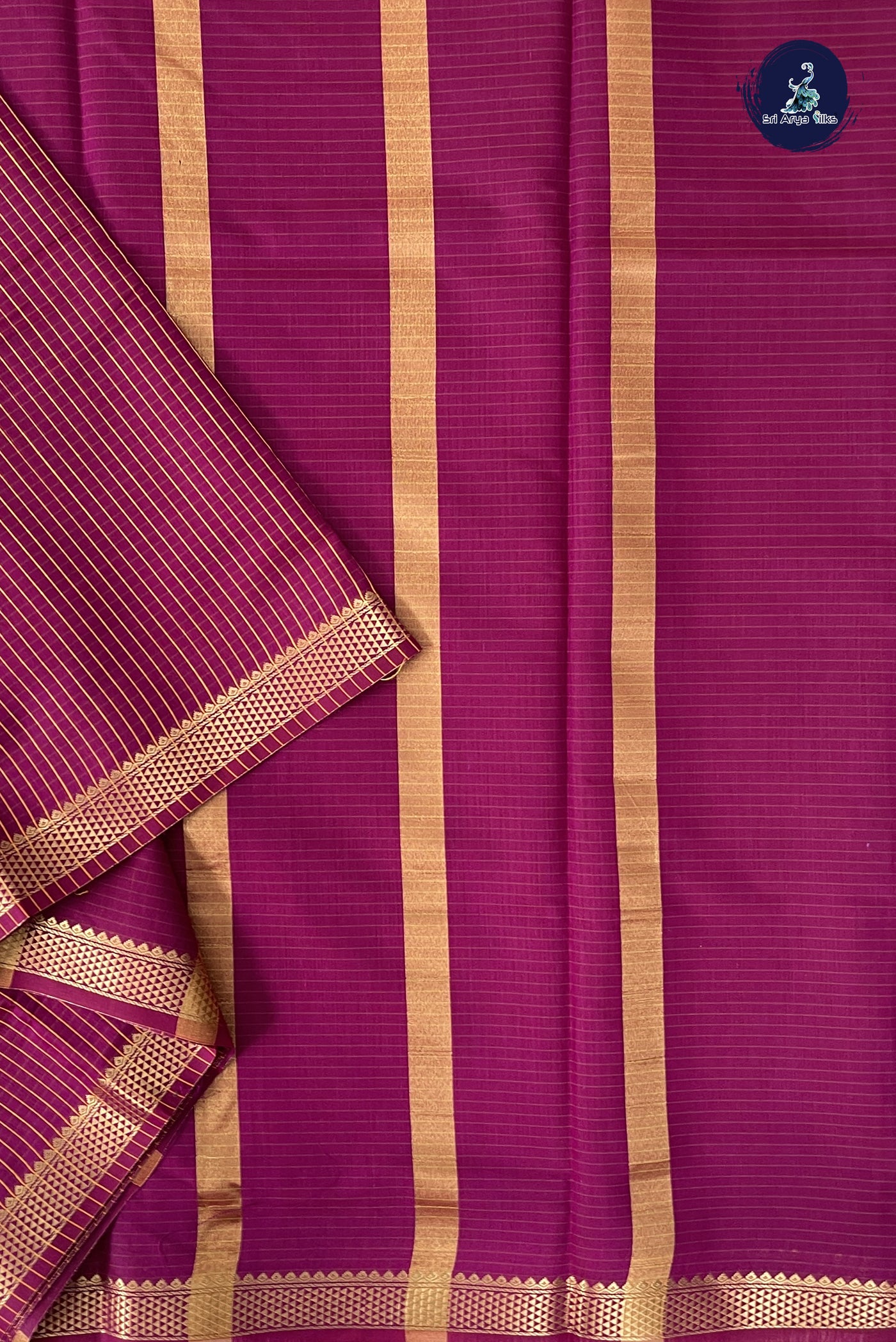 Magenta Purple Madisar Semi Silk Cotton Saree With Checked Pattern