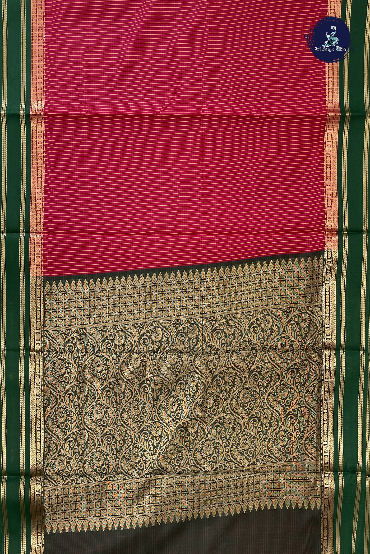 Dark Pink Madisar Semi Silk Cotton Saree With Checked Pattern