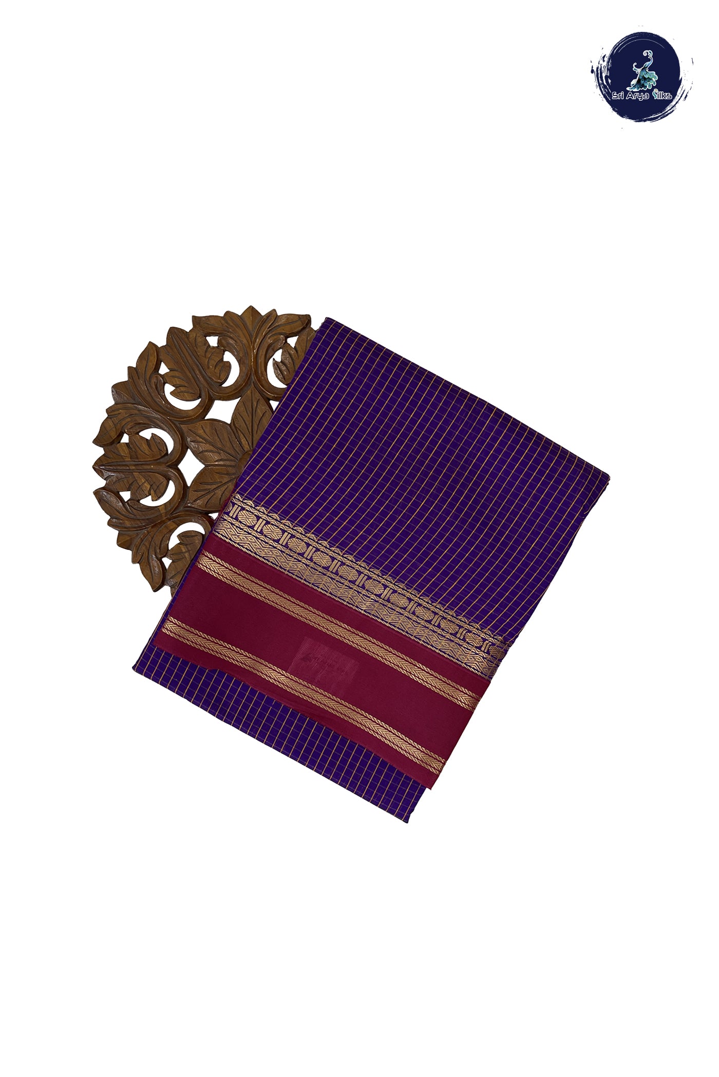 Violet Madisar Semi Silk Cotton Saree With Checked Pattern
