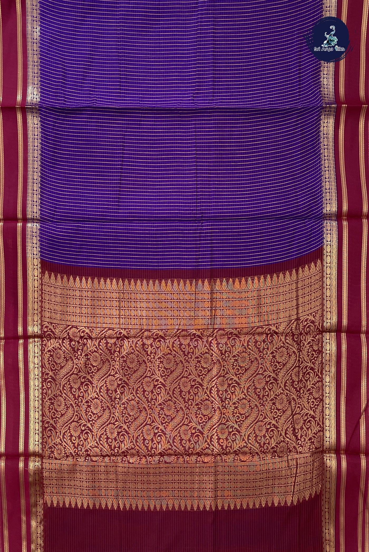 Violet Madisar Semi Silk Cotton Saree With Checked Pattern