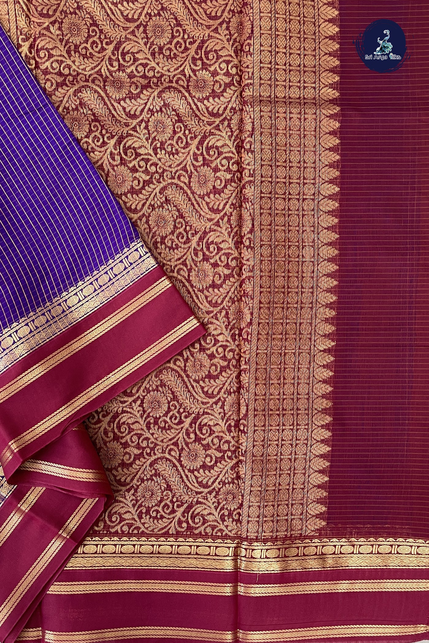 Violet Madisar Semi Silk Cotton Saree With Checked Pattern