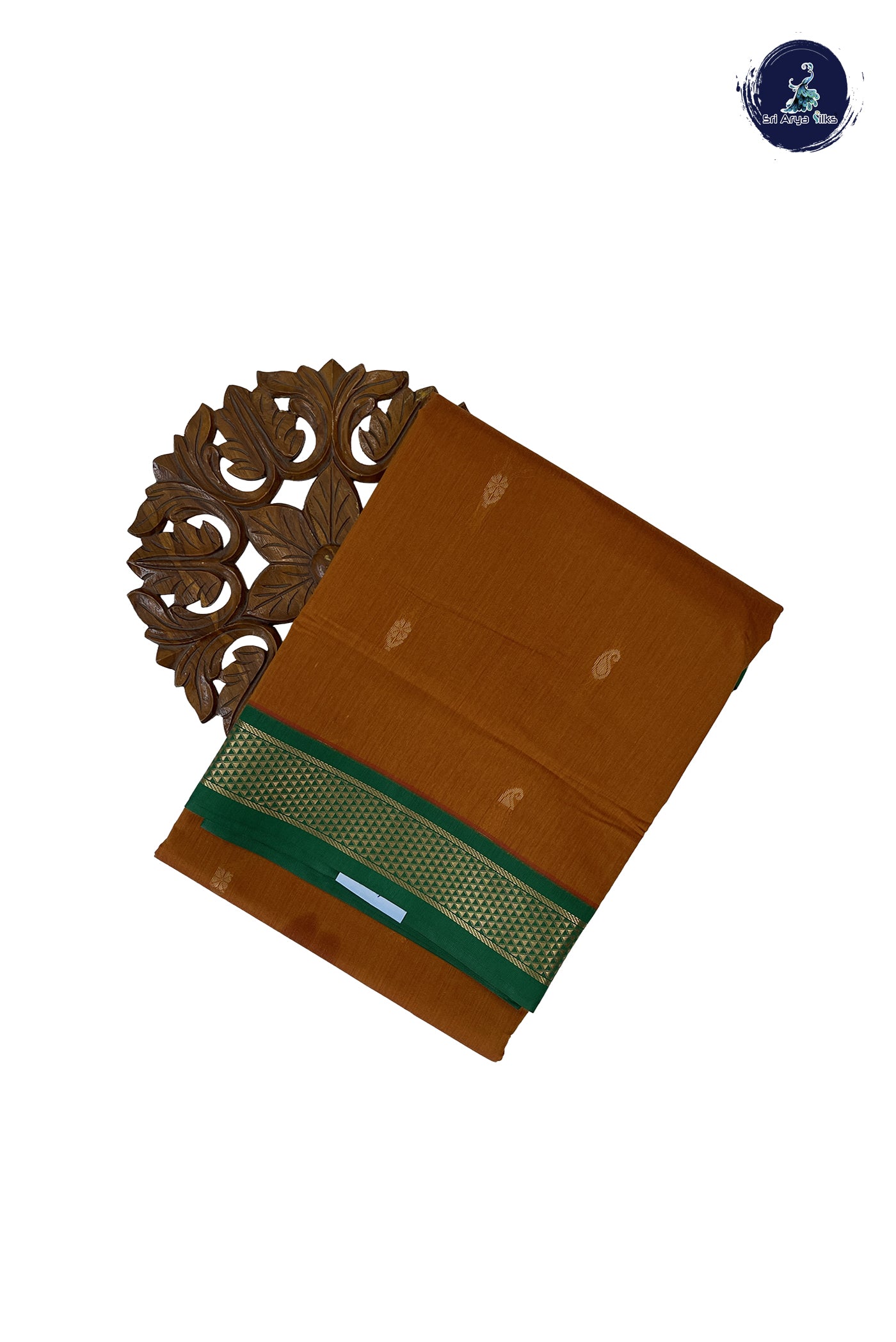 Lite Mustard Orange Madisar Semi Silk Cotton Saree With Zari Buttas Pattern