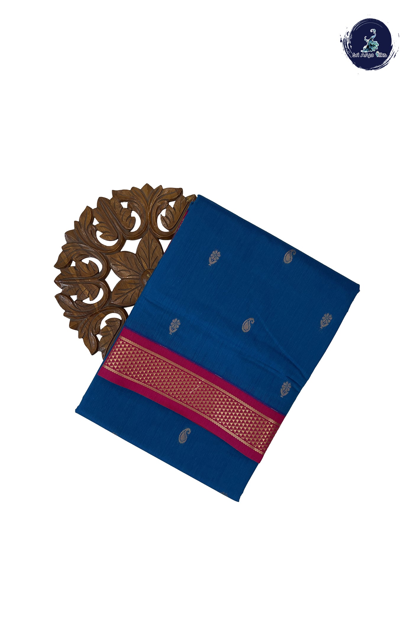 Blue Madisar Semi Silk Cotton Saree With Zari Buttas Pattern