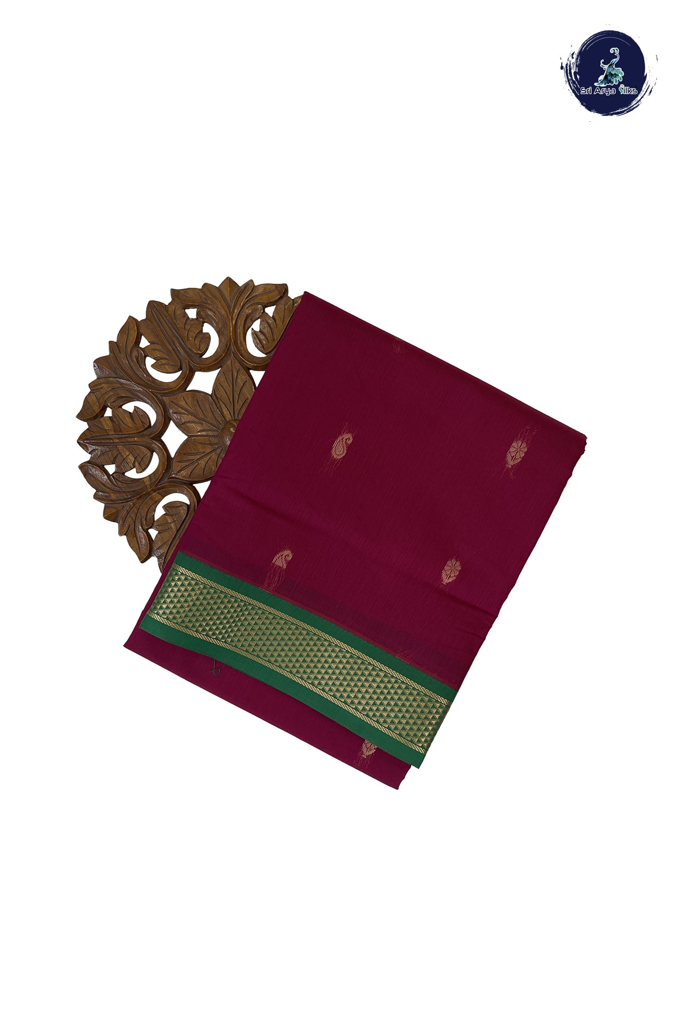 Maroon Madisar Semi Silk Cotton Saree With Zari Buttas Pattern