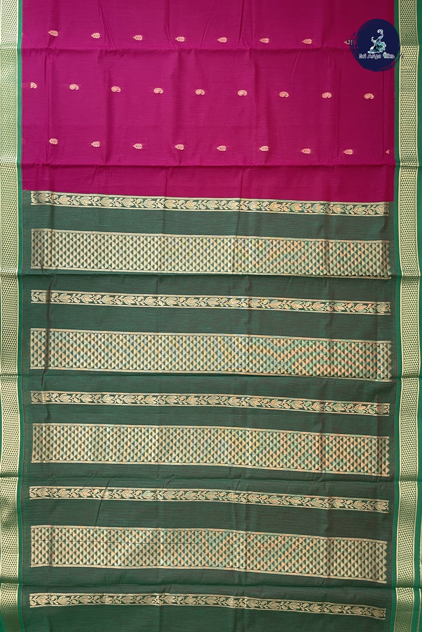 Maroon Madisar Semi Silk Cotton Saree With Zari Buttas Pattern