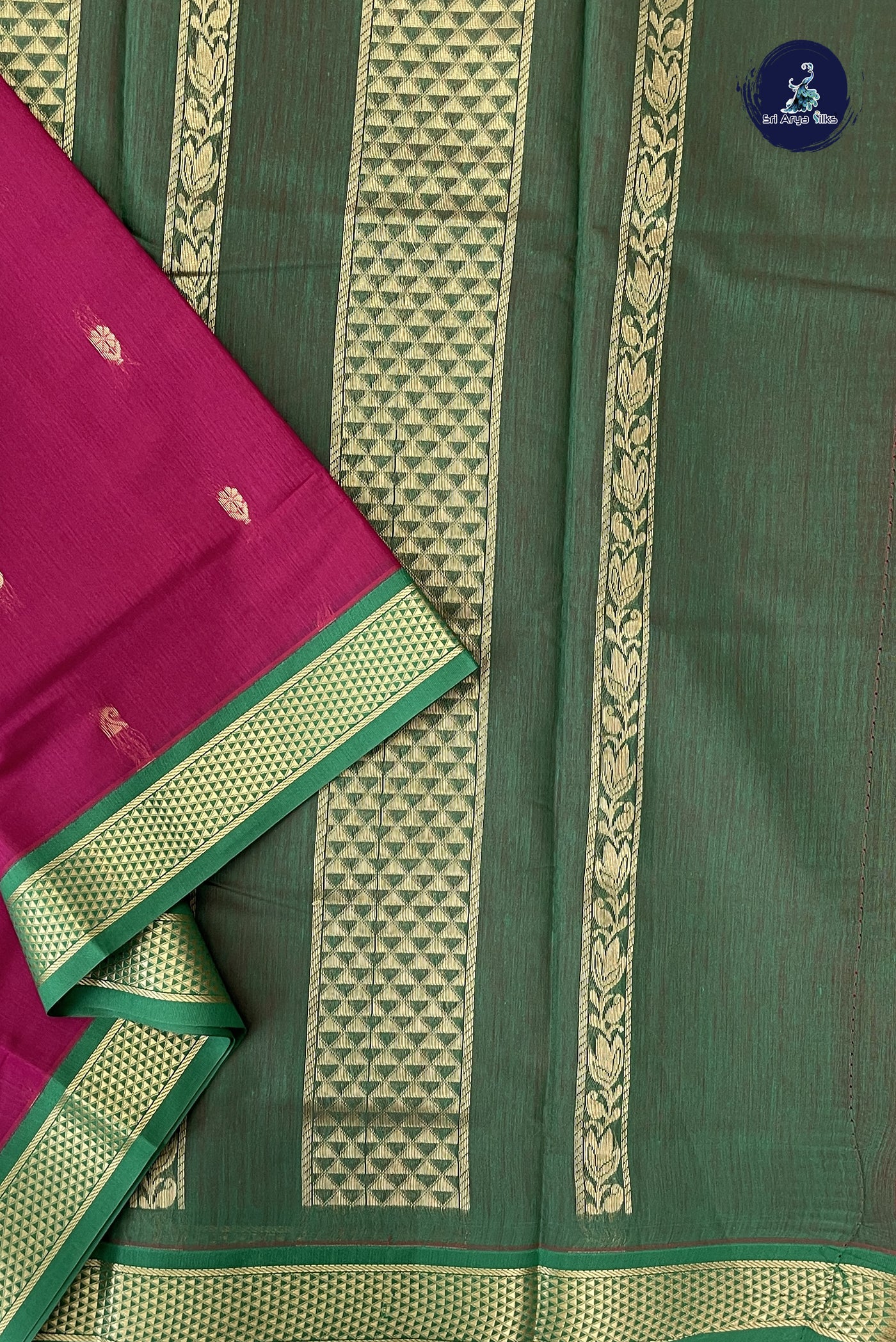Maroon Madisar Semi Silk Cotton Saree With Zari Buttas Pattern