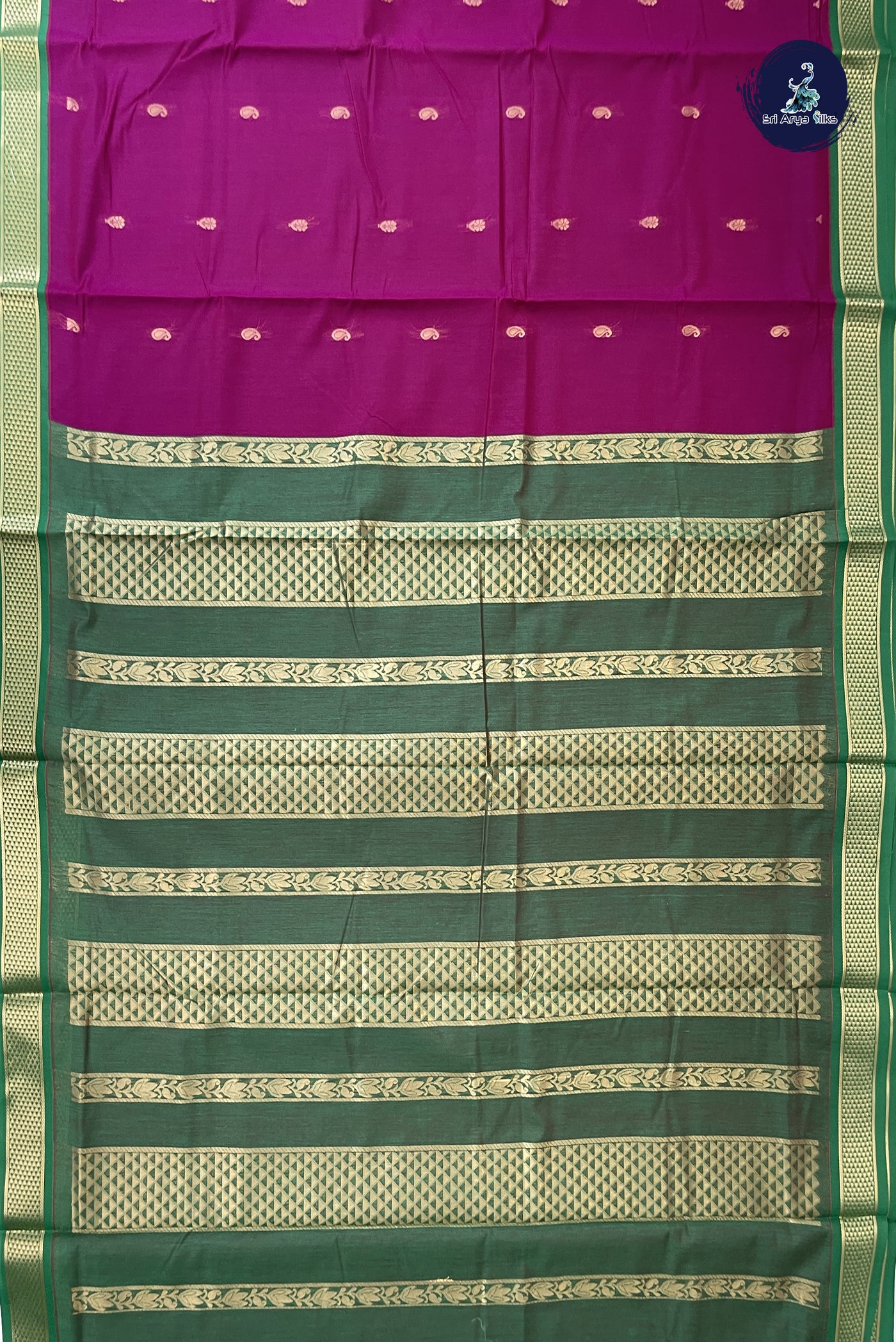 Dual Tone Purple Madisar Semi Silk Cotton Saree With Zari Buttas Pattern