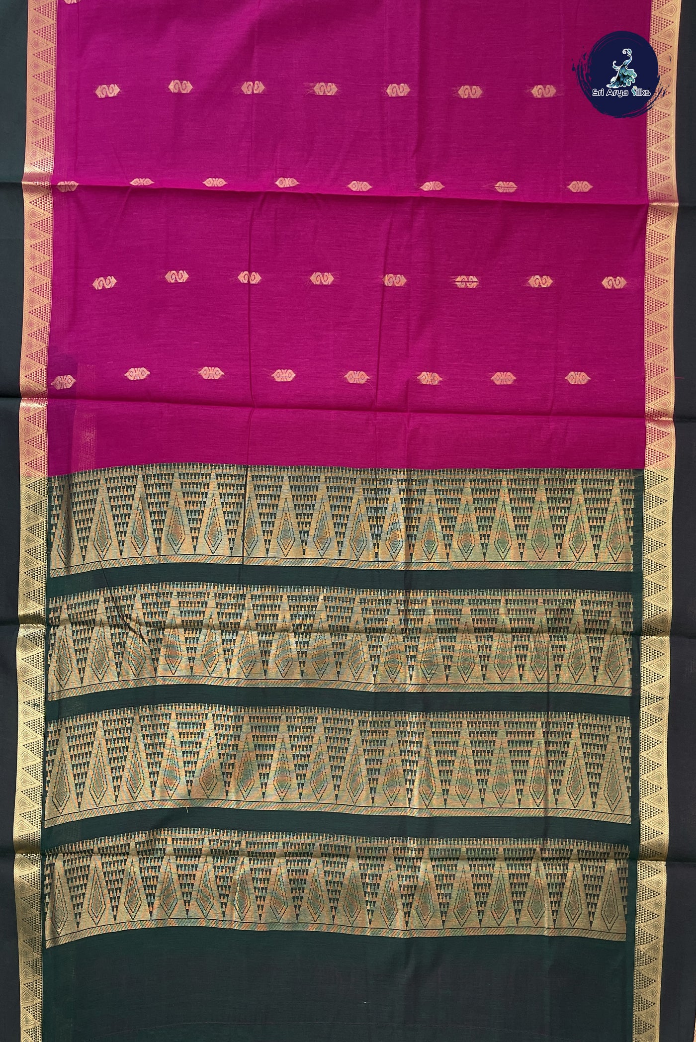 Magenta Pink Madisar Semi Silk Cotton Saree With Zari Buttas Pattern