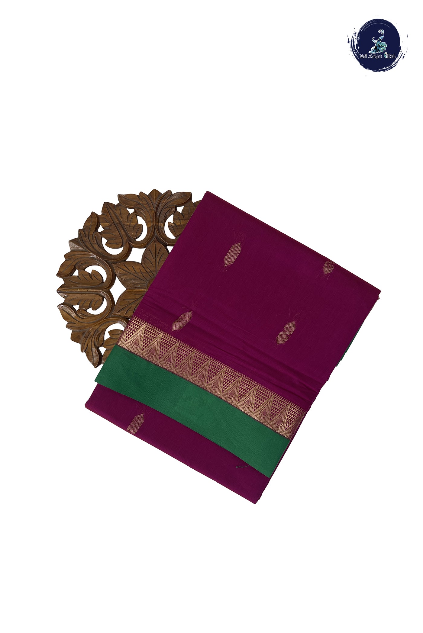 Magenta Madisar Semi Silk Cotton Saree With Zari Buttas Pattern