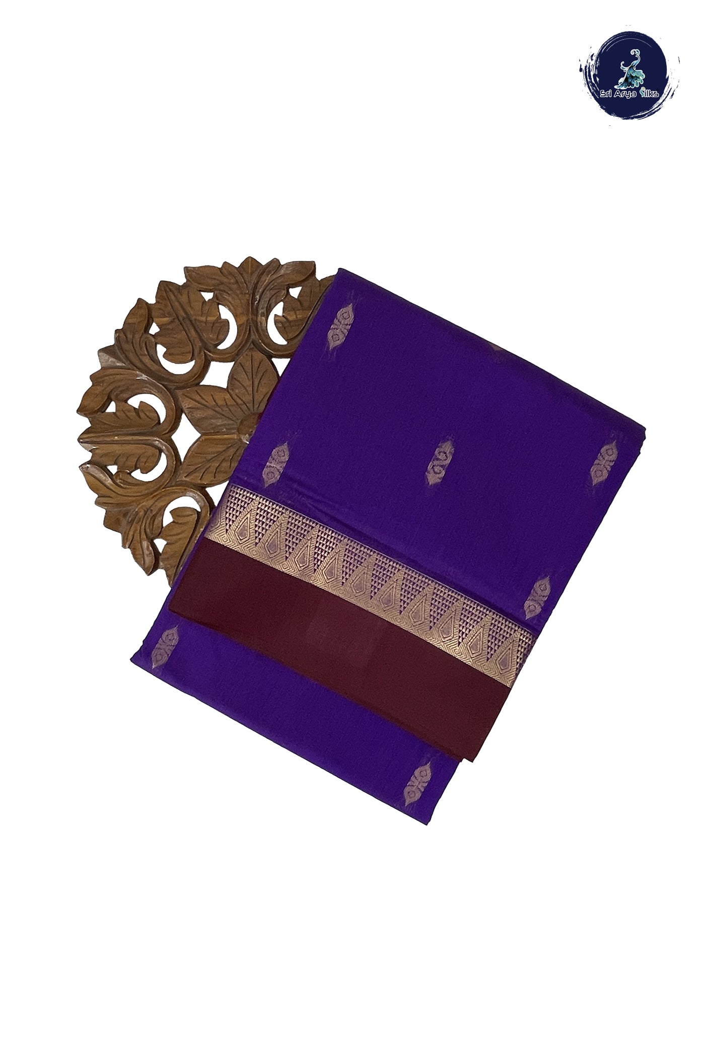 Violet Madisar Semi Silk Cotton Saree With Zari Buttas Pattern