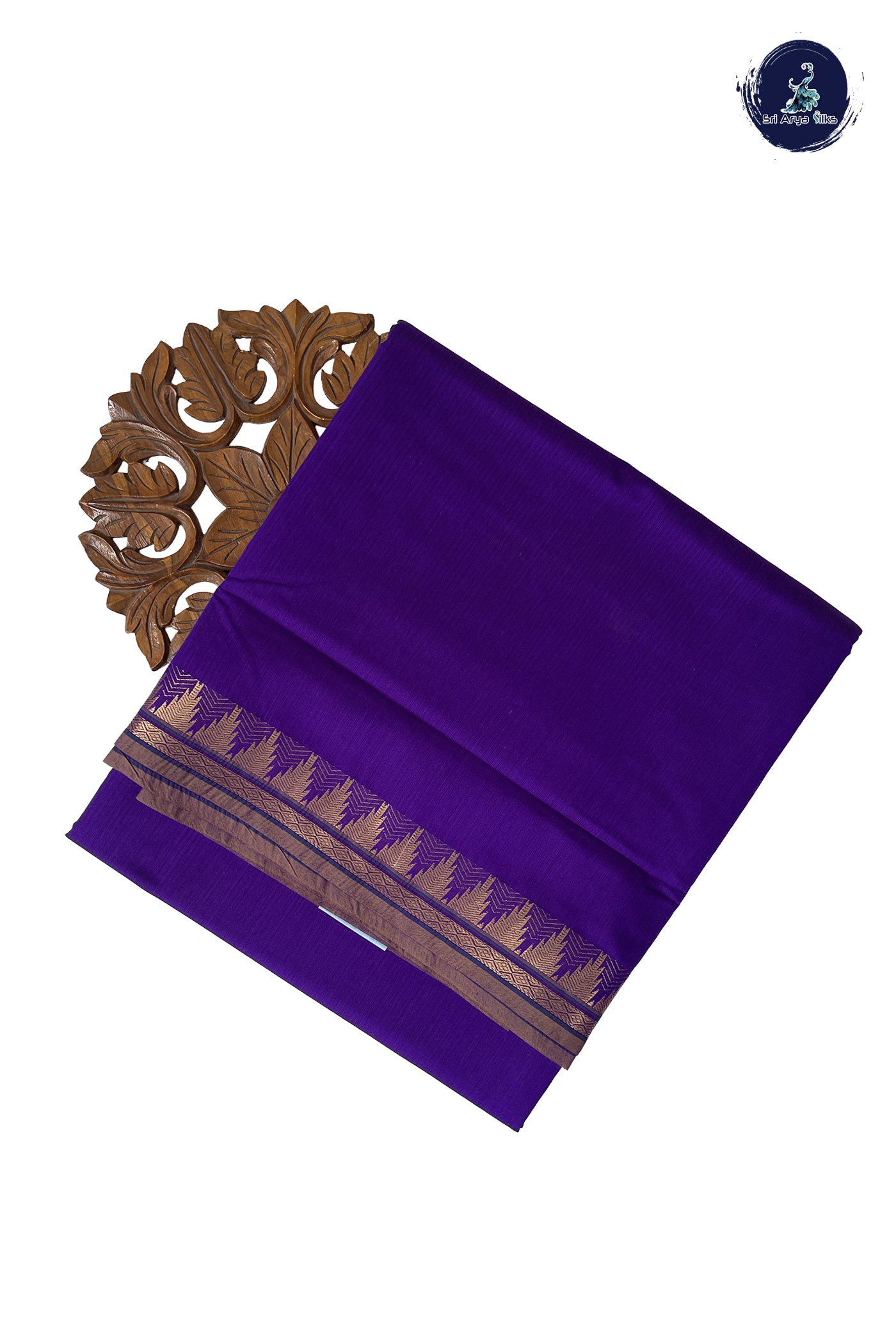 Violet Madisar Semi Silk Cotton Saree With Plain Pattern
