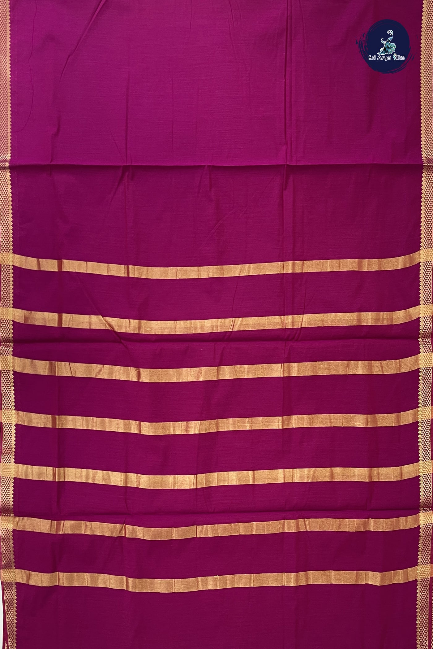 Burgundy Madisar Semi Silk Cotton Saree With Plain Pattern