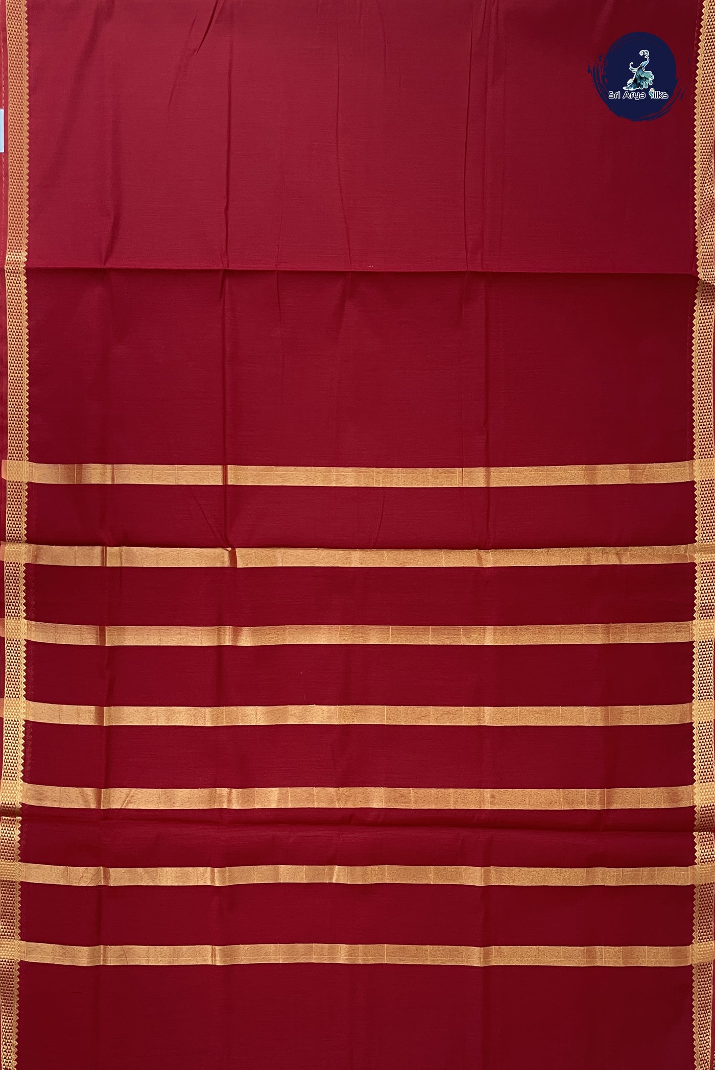 Maroon Madisar Semi Silk Cotton Saree With Plain Pattern