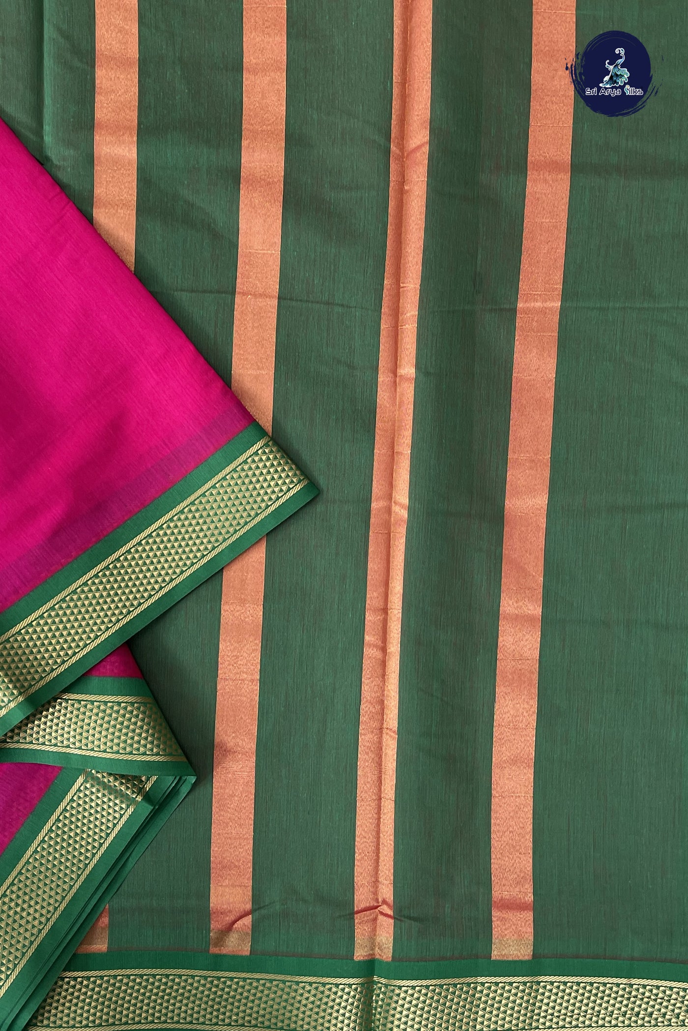 Pink Madisar Semi Silk Cotton Saree With Plain Pattern