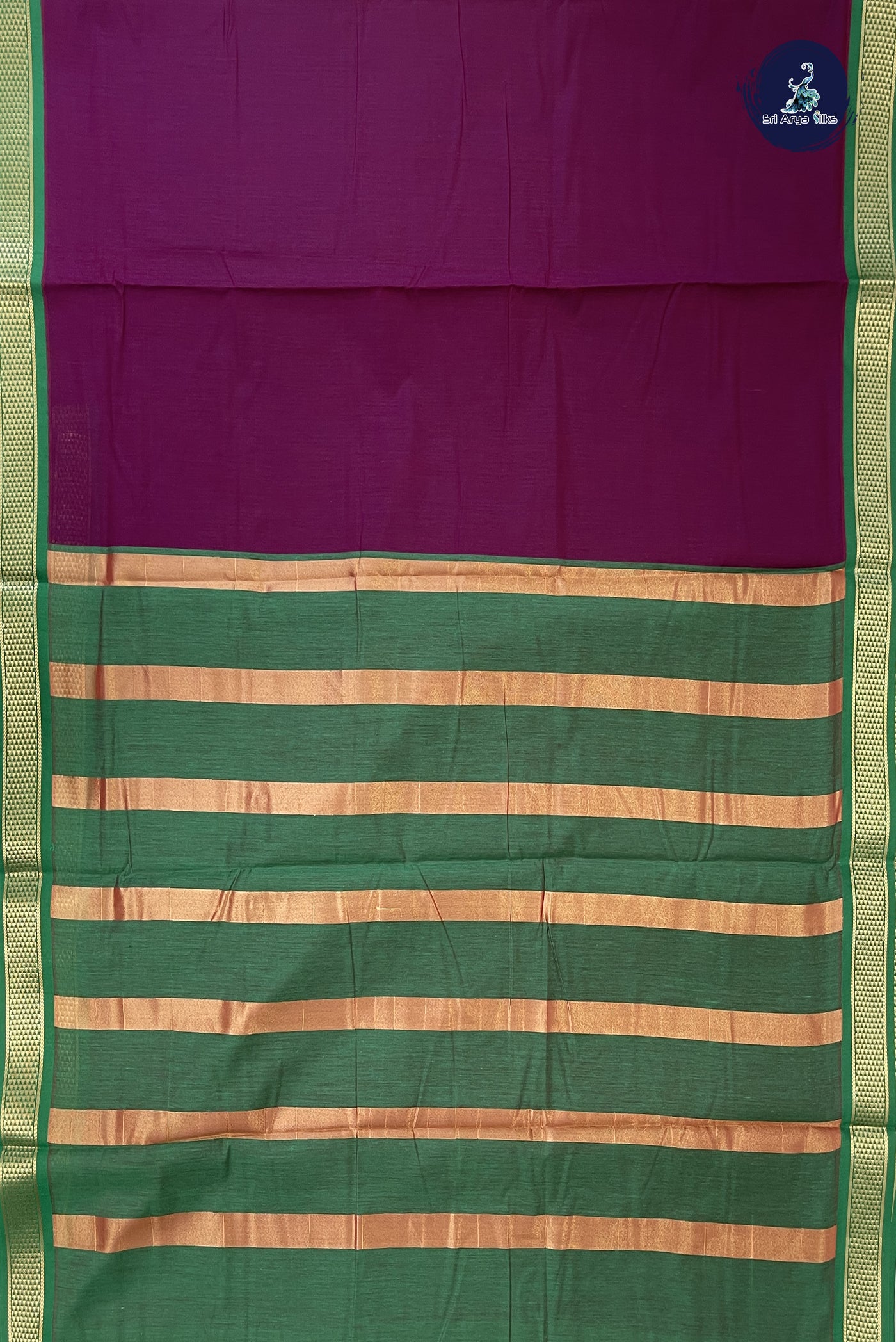 Burgundy Madisar Semi Silk Cotton Saree With Plain Pattern