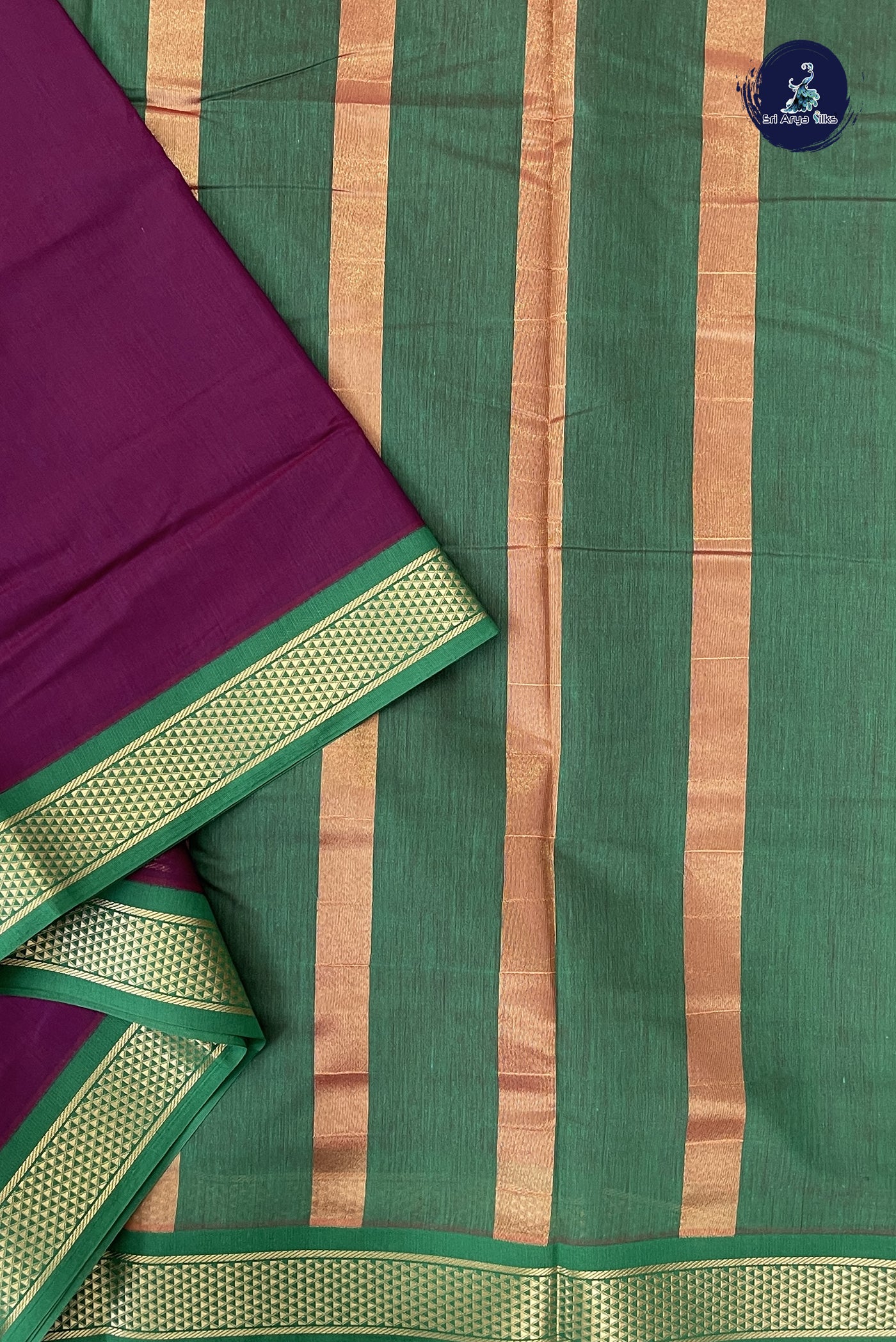 Burgundy Madisar Semi Silk Cotton Saree With Plain Pattern