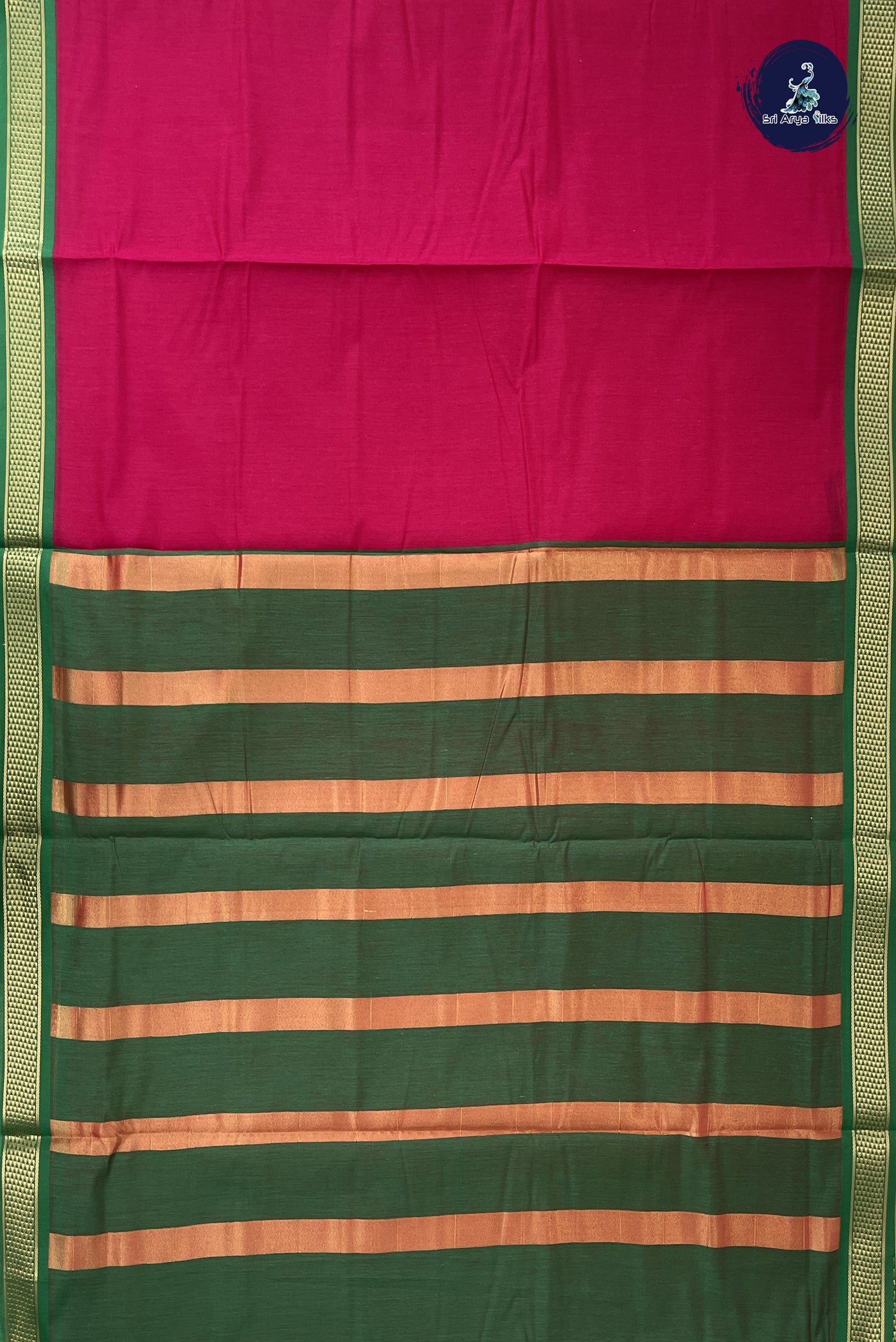 Dark Pink Madisar Semi Silk Cotton Saree With Plain Pattern