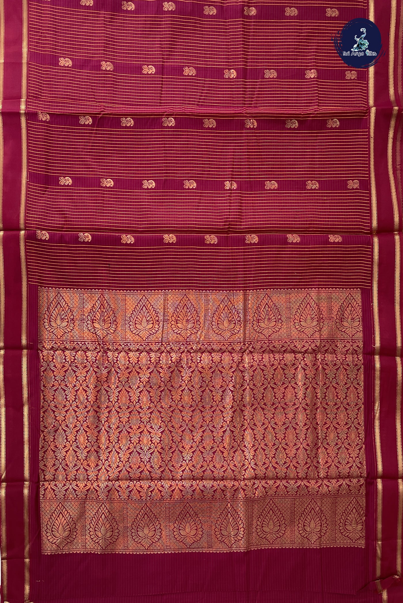 Maroon Madisar Semi Silk Cotton Saree With Checked Pattern