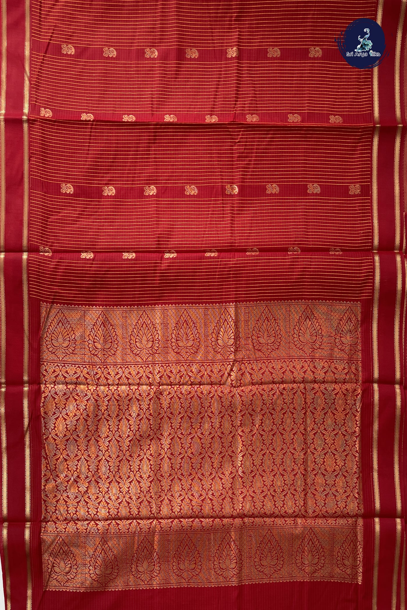 Red Madisar Semi Silk Cotton Saree With Checked Pattern
