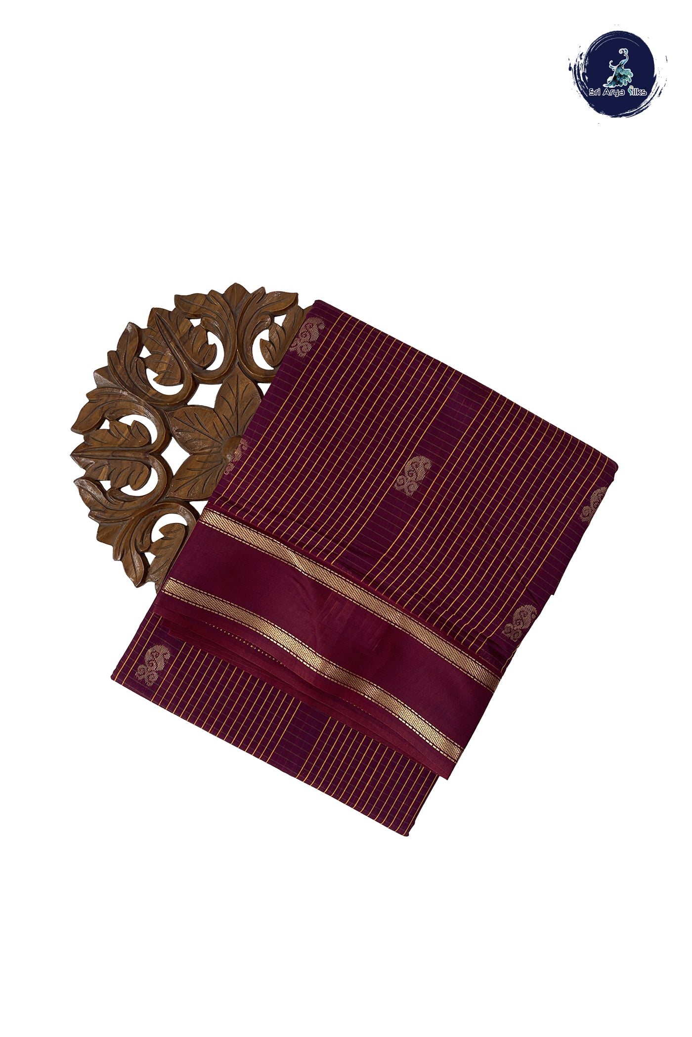 Burgundy Madisar Semi Silk Cotton Saree With Checked Pattern