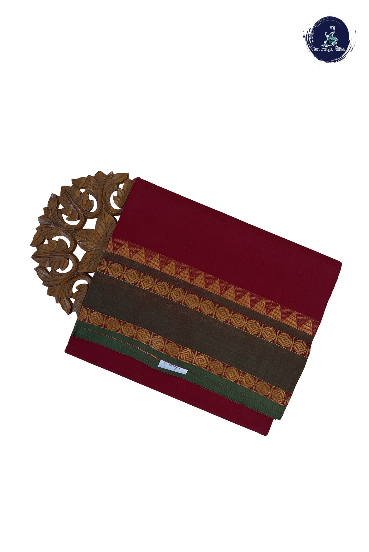 Maroon 10 Yards Madisar Cotton Saree With Plain Pattern