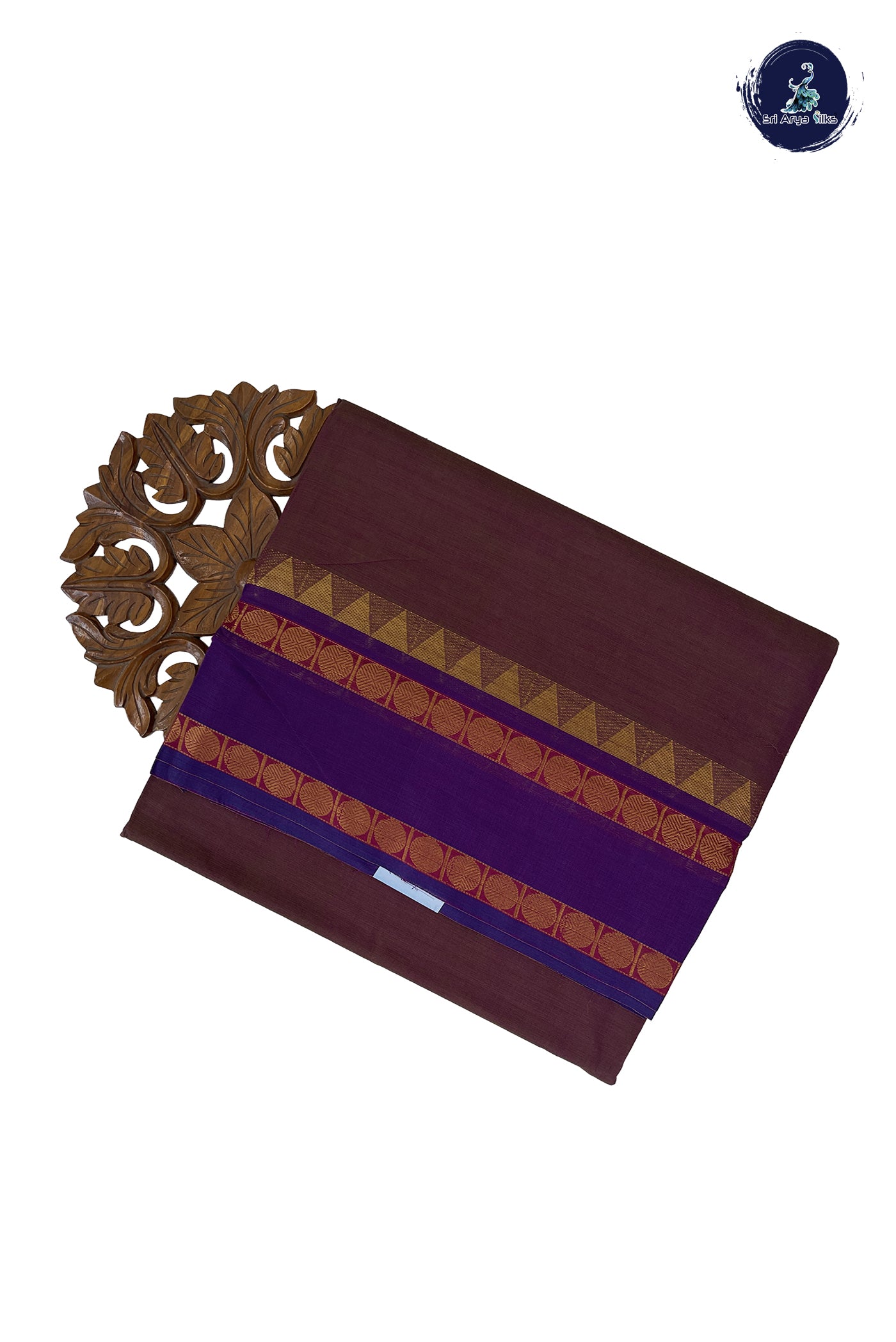 Dual Tone Brown 10 Yards Madisar Cotton Saree With Plain Pattern