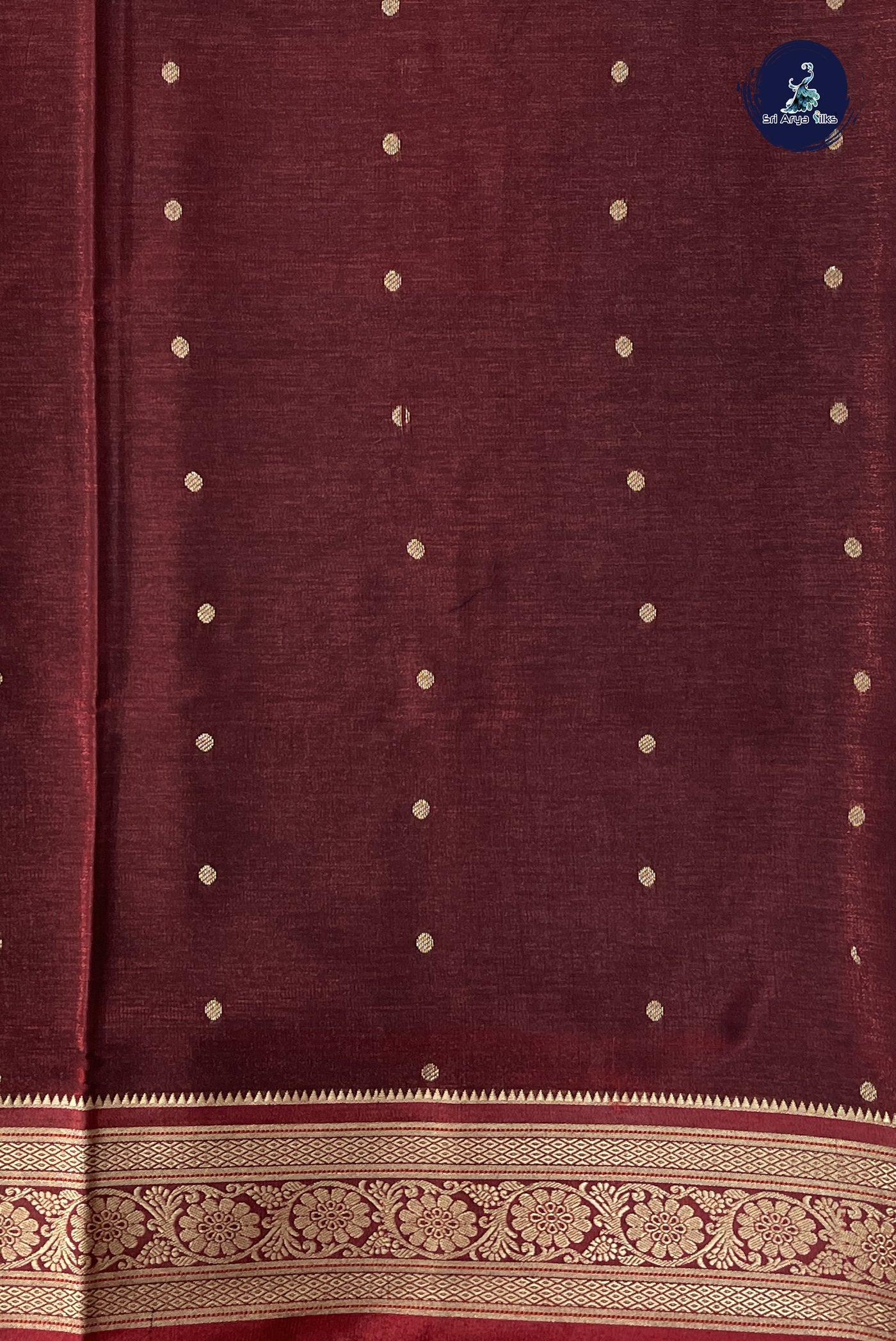 Brown 9 Yards Semi Silk With Zari Buttas Pattern