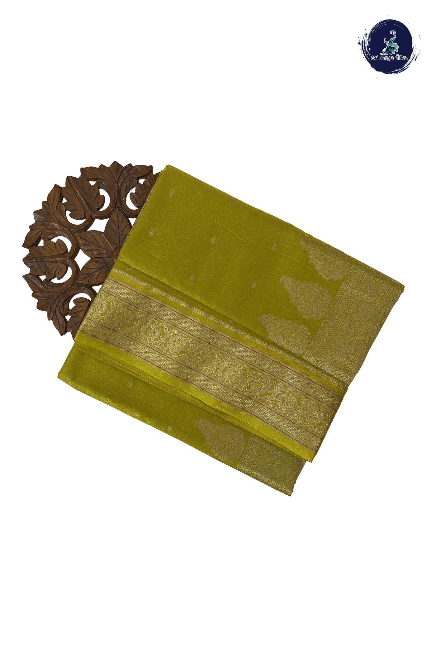 Yellow 9 Yards Semi Silk With Zari Buttas Pattern