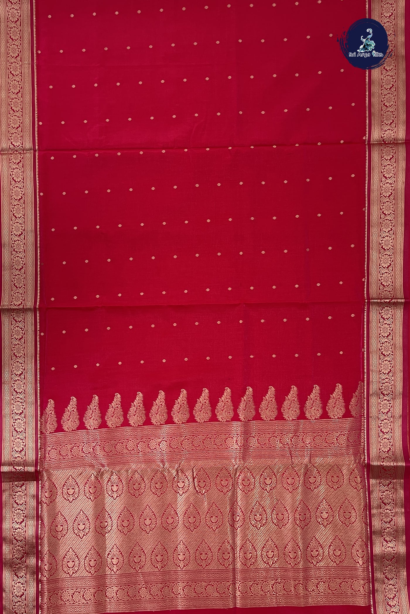 Rani Pink 9 Yards Semi Silk With Zari Buttas Pattern