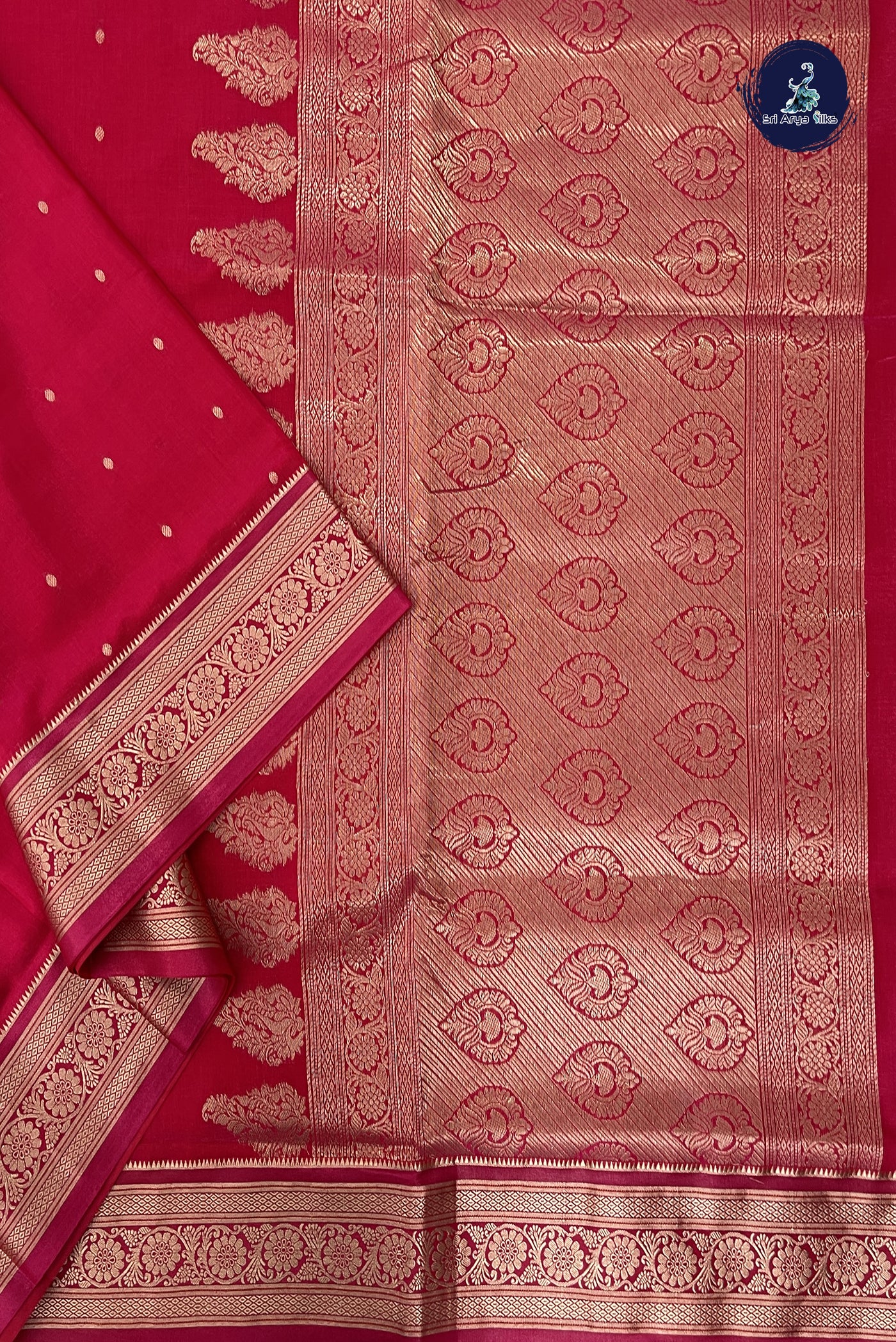 Rani Pink 9 Yards Semi Silk With Zari Buttas Pattern