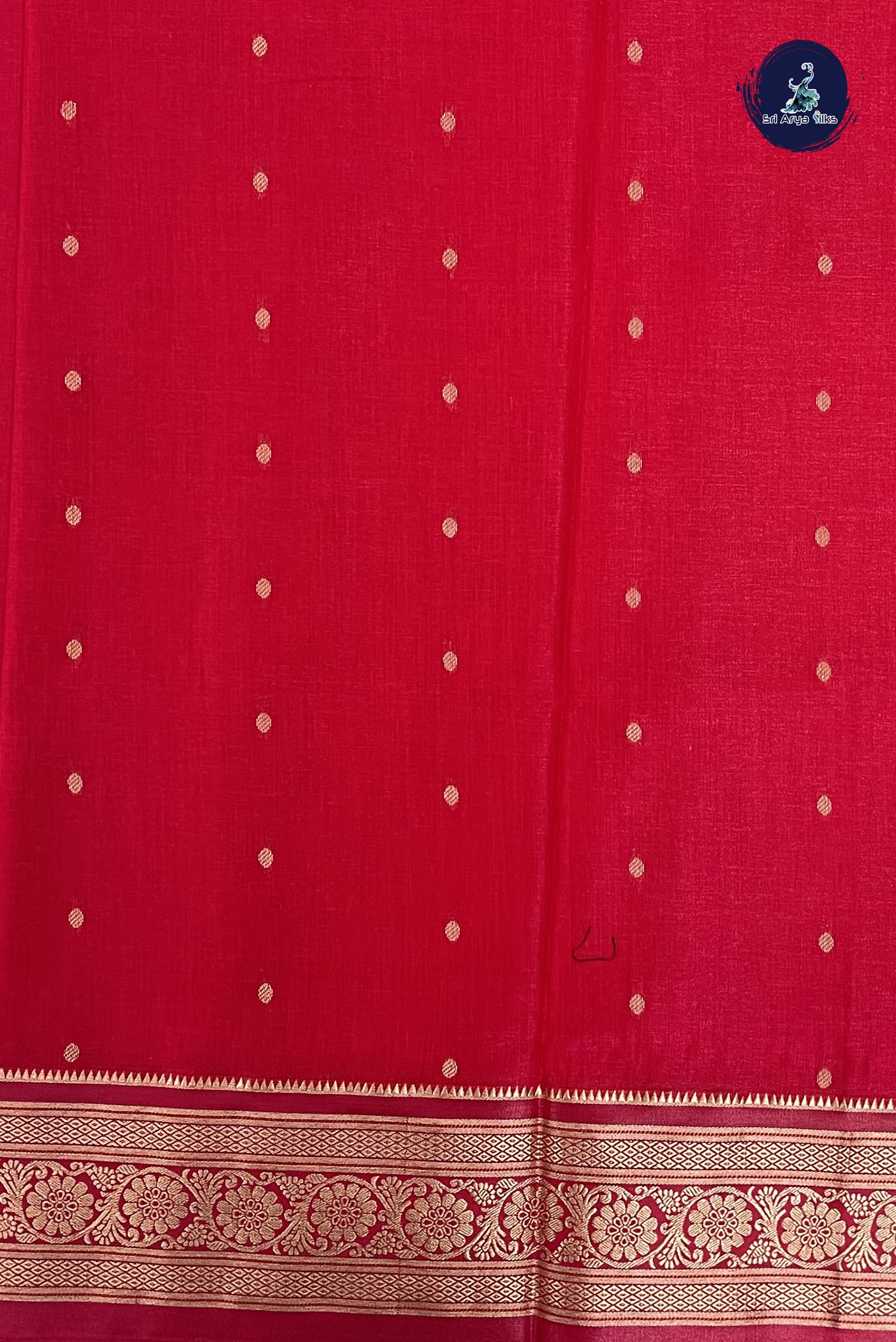 Rani Pink 9 Yards Semi Silk With Zari Buttas Pattern