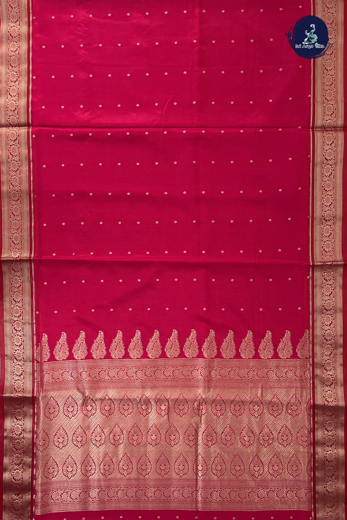 Rani Pink 9 Yards Semi Silk With Zari Buttas Pattern