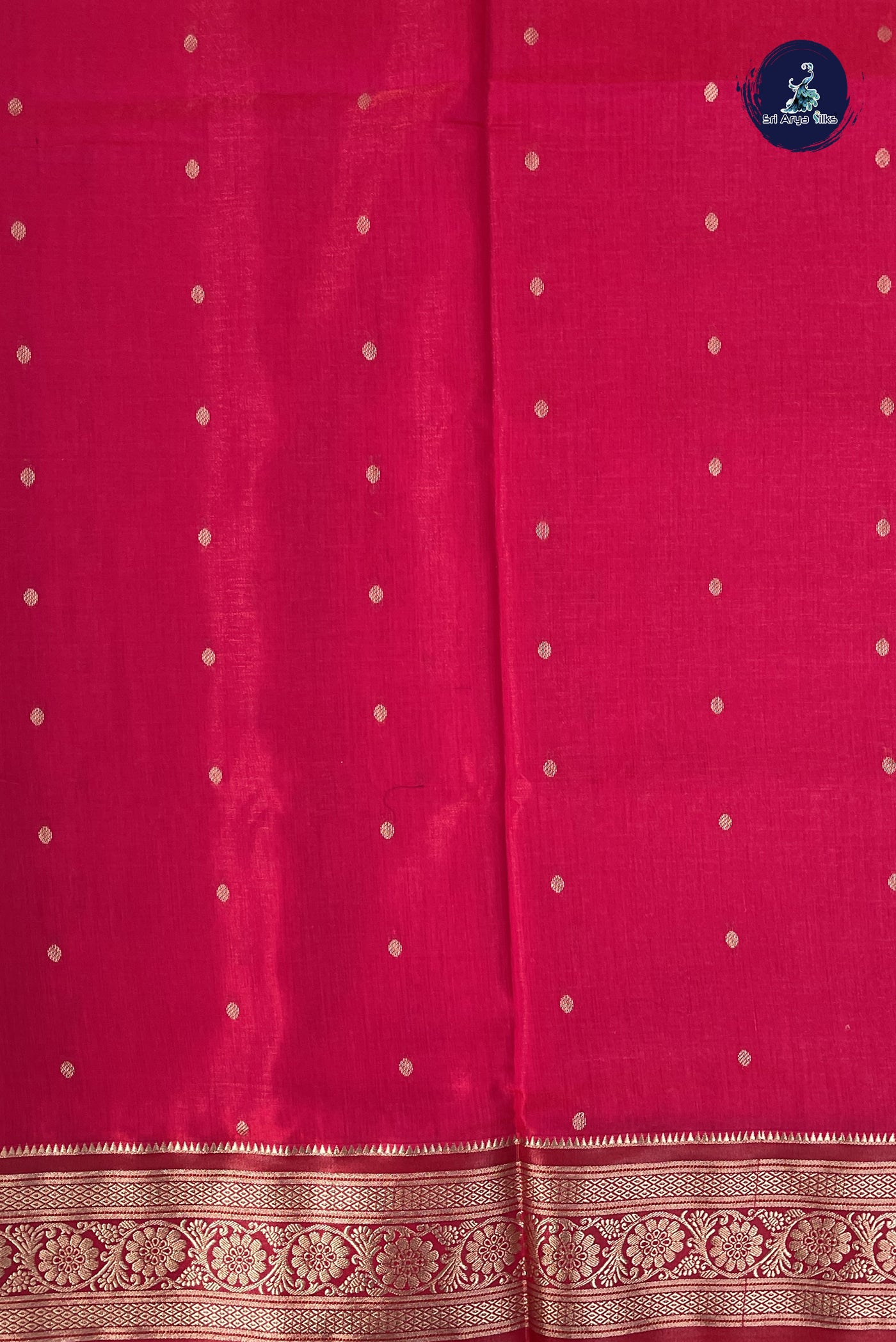 Rani Pink 9 Yards Semi Silk With Zari Buttas Pattern