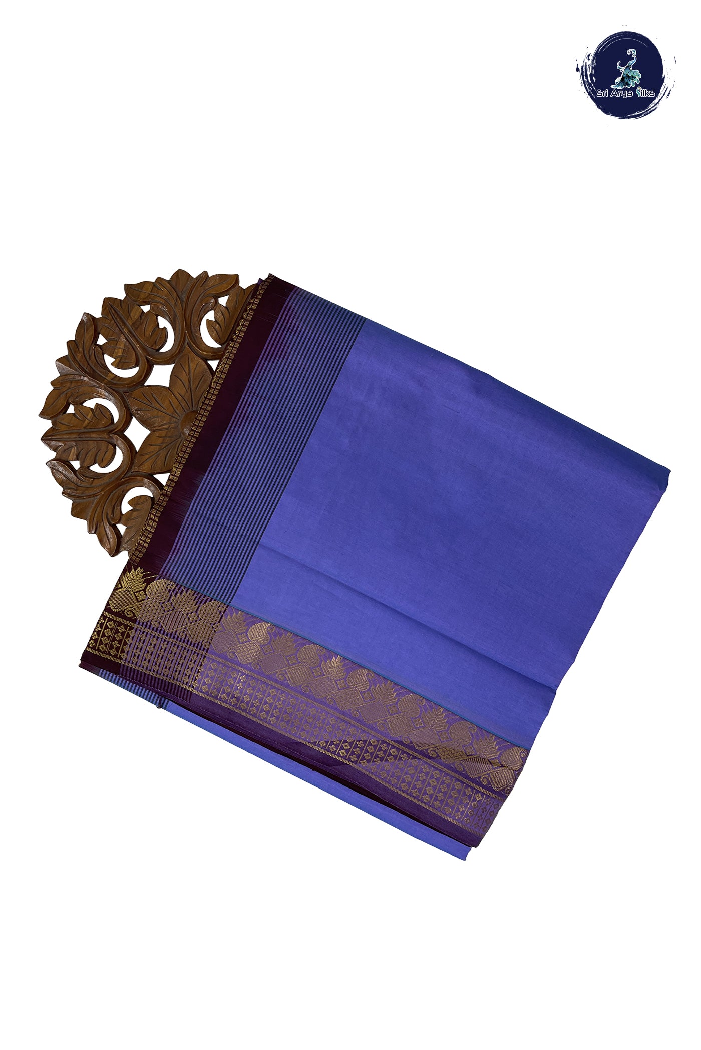 Lavender Madisar Semi Silk Cotton Saree With Plain Pattern