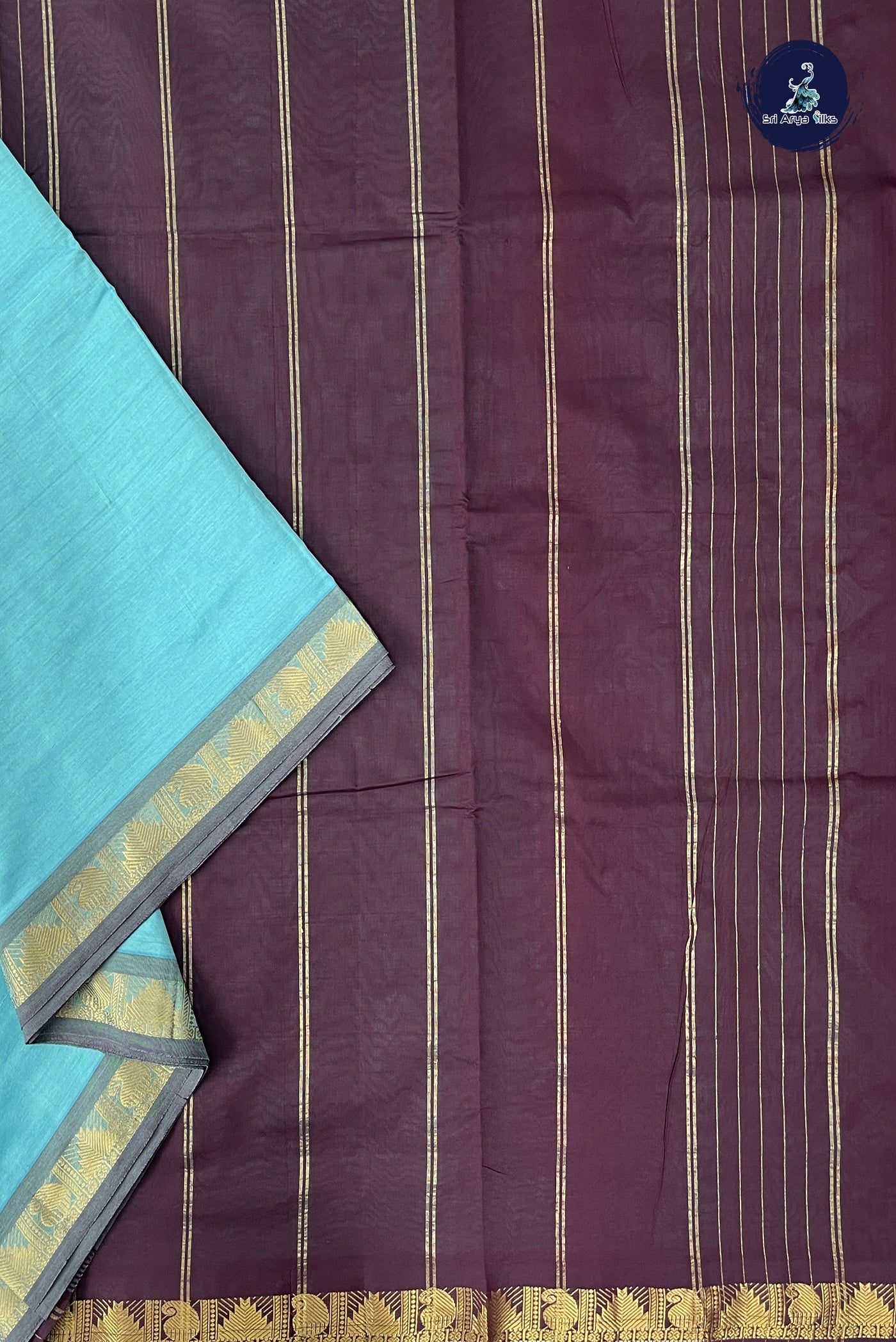 Pastel Shade Madisar Semi Silk Cotton Saree With Plain Pattern