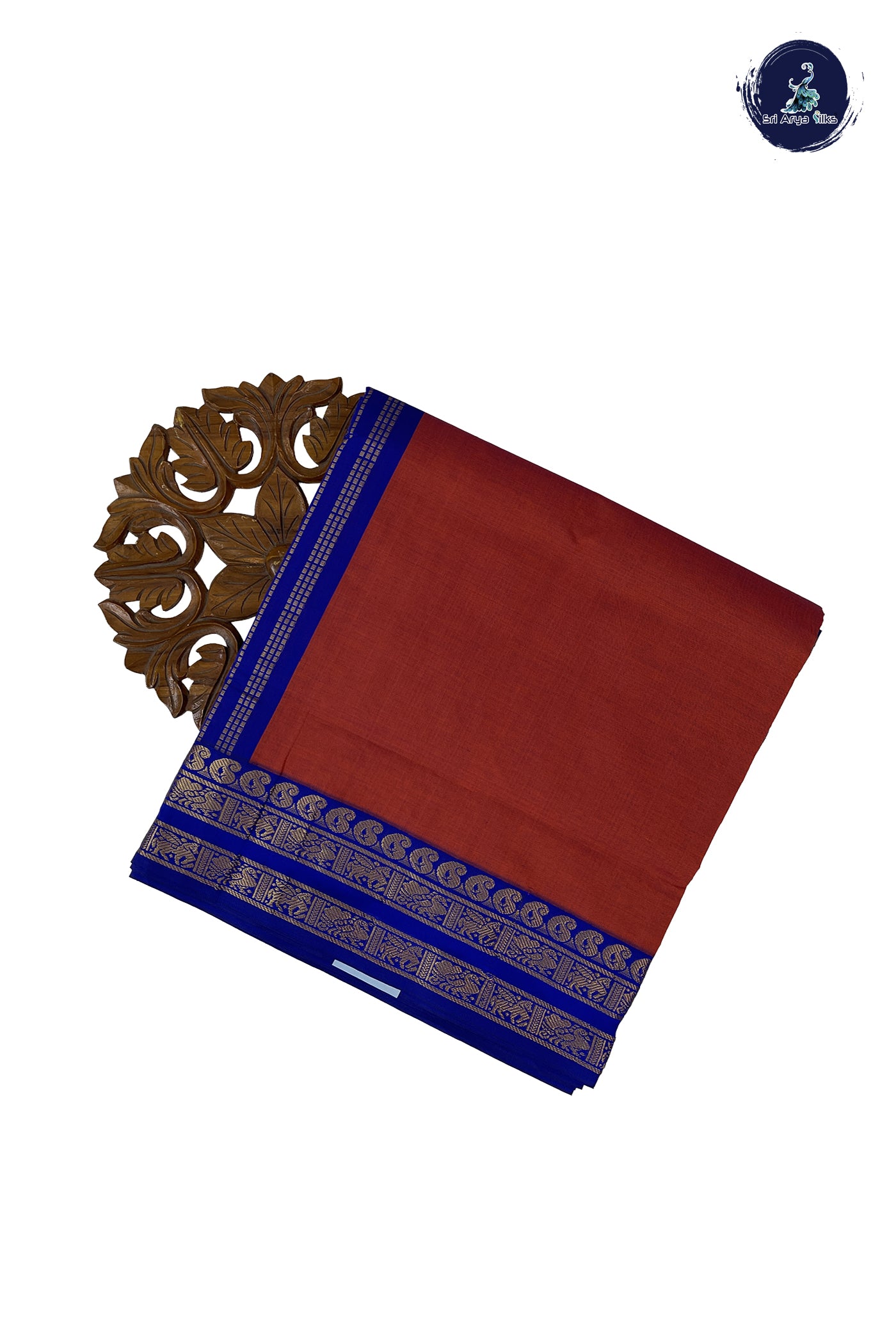 Orangish Pink Madisar Semi Silk Cotton Saree With Plain Pattern