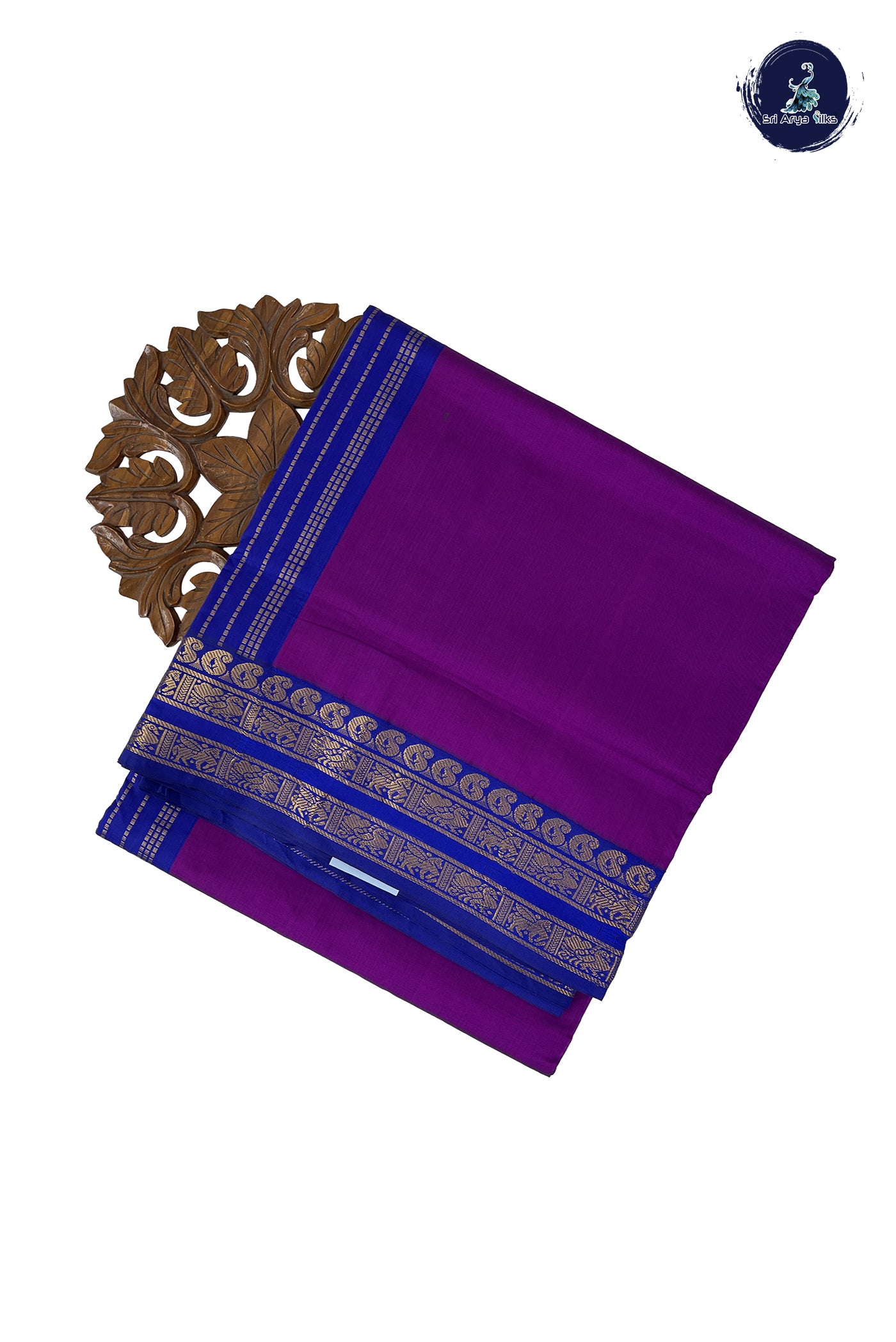 Purple Madisar Semi Silk Cotton Saree With Plain Pattern