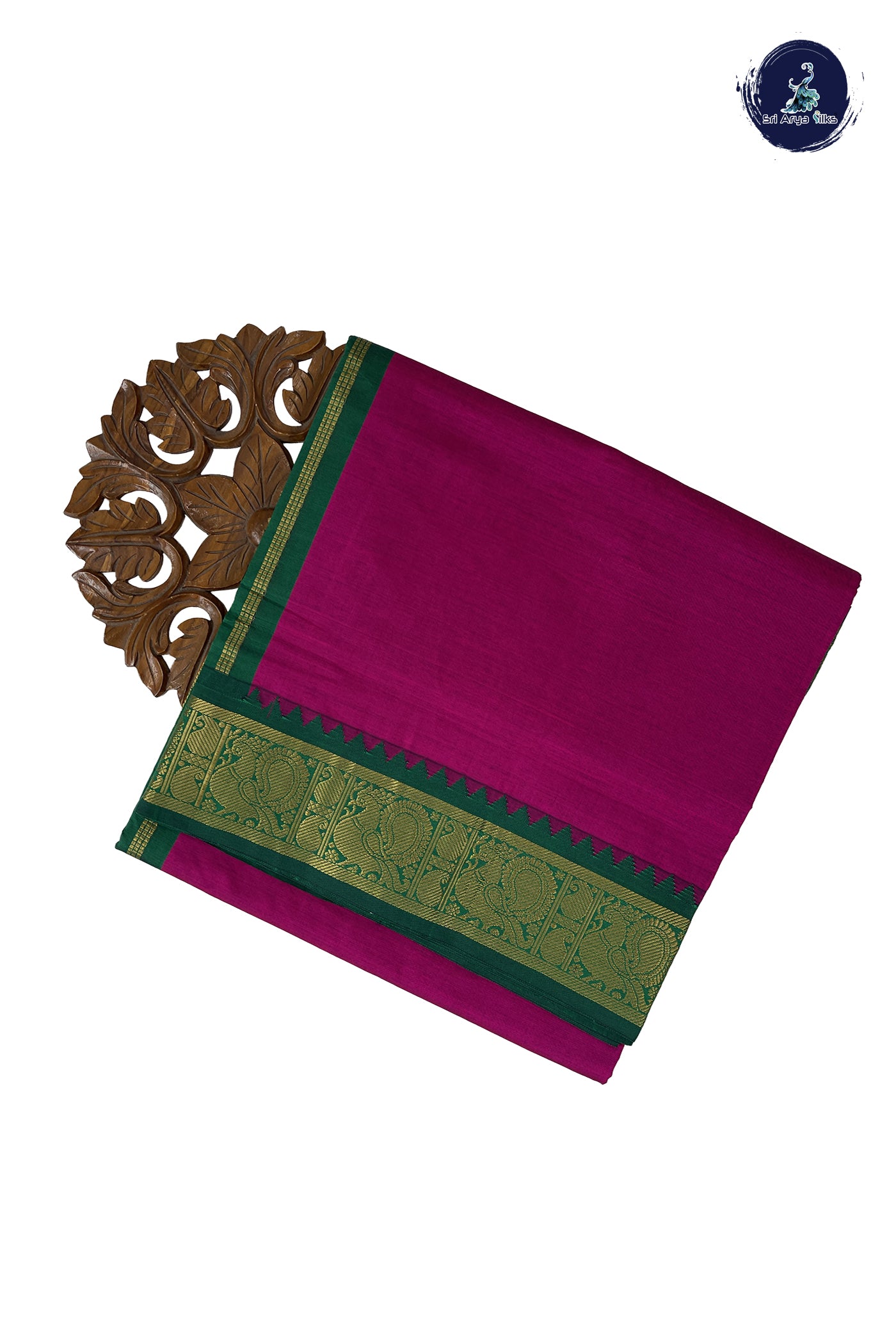 Dark Pink Madisar Semi Silk Cotton Saree With Plain Pattern