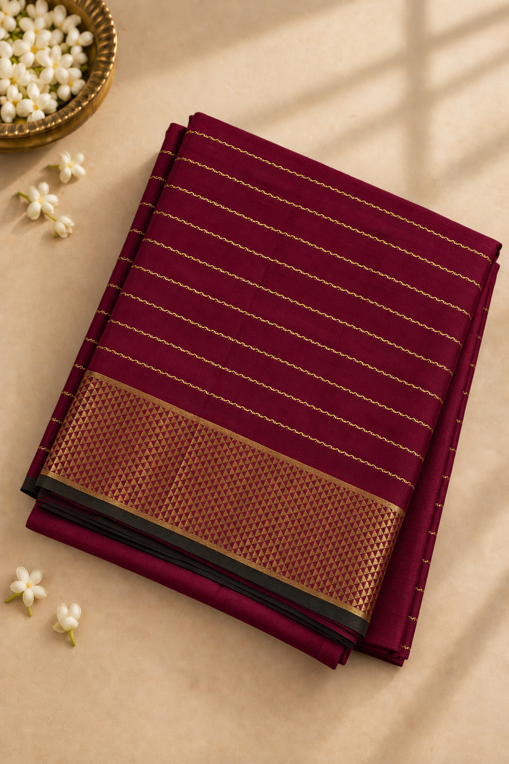Arakku Madisar 10 Yards Silk Saree With Veldhari Stripes Pattern